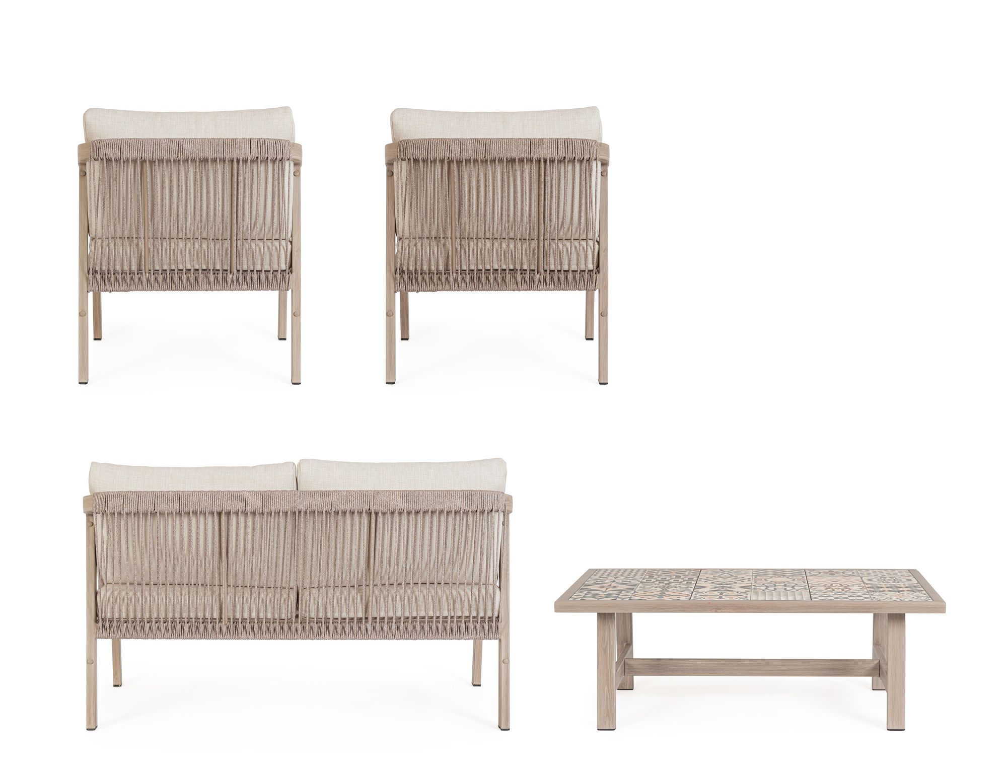 Outdoor Sitzgruppe Kalimera Timber aus Aluminium in Holzoptik | Bizzotto bei STUFF Shop kaufen