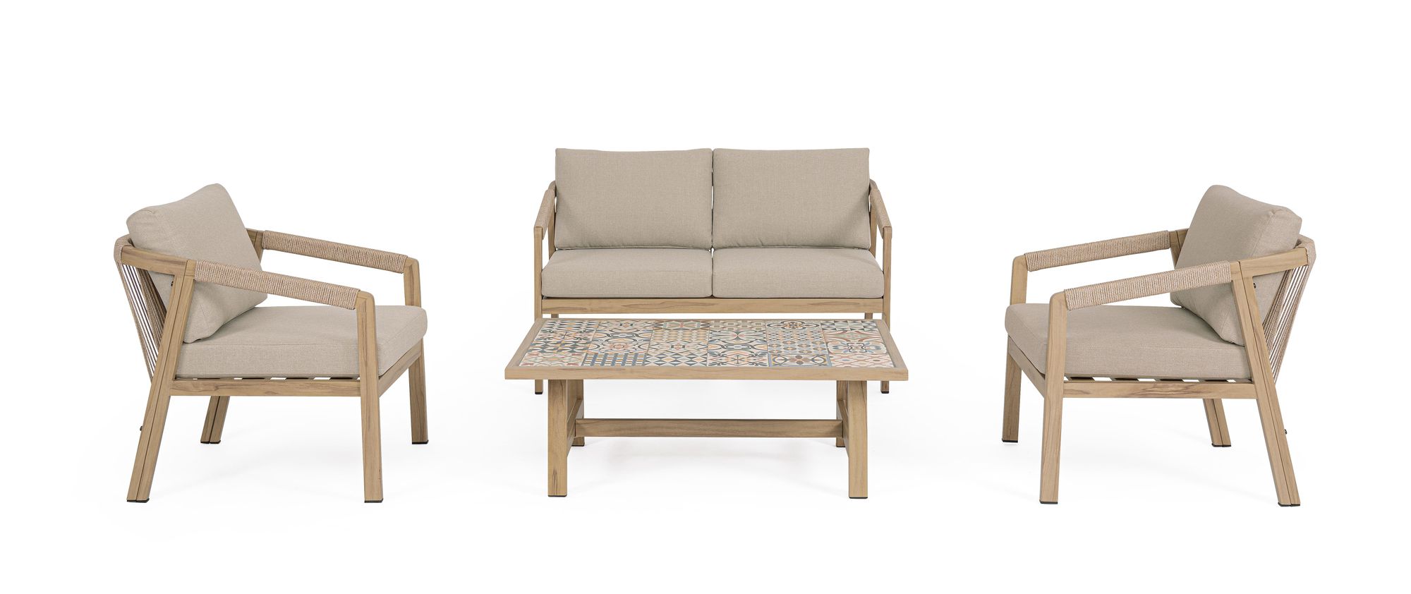 Outdoor Sitzgruppe Kalimera Desert aus Aluminium in Holzoptik | Bizzotto bei STUFF Shop kaufen