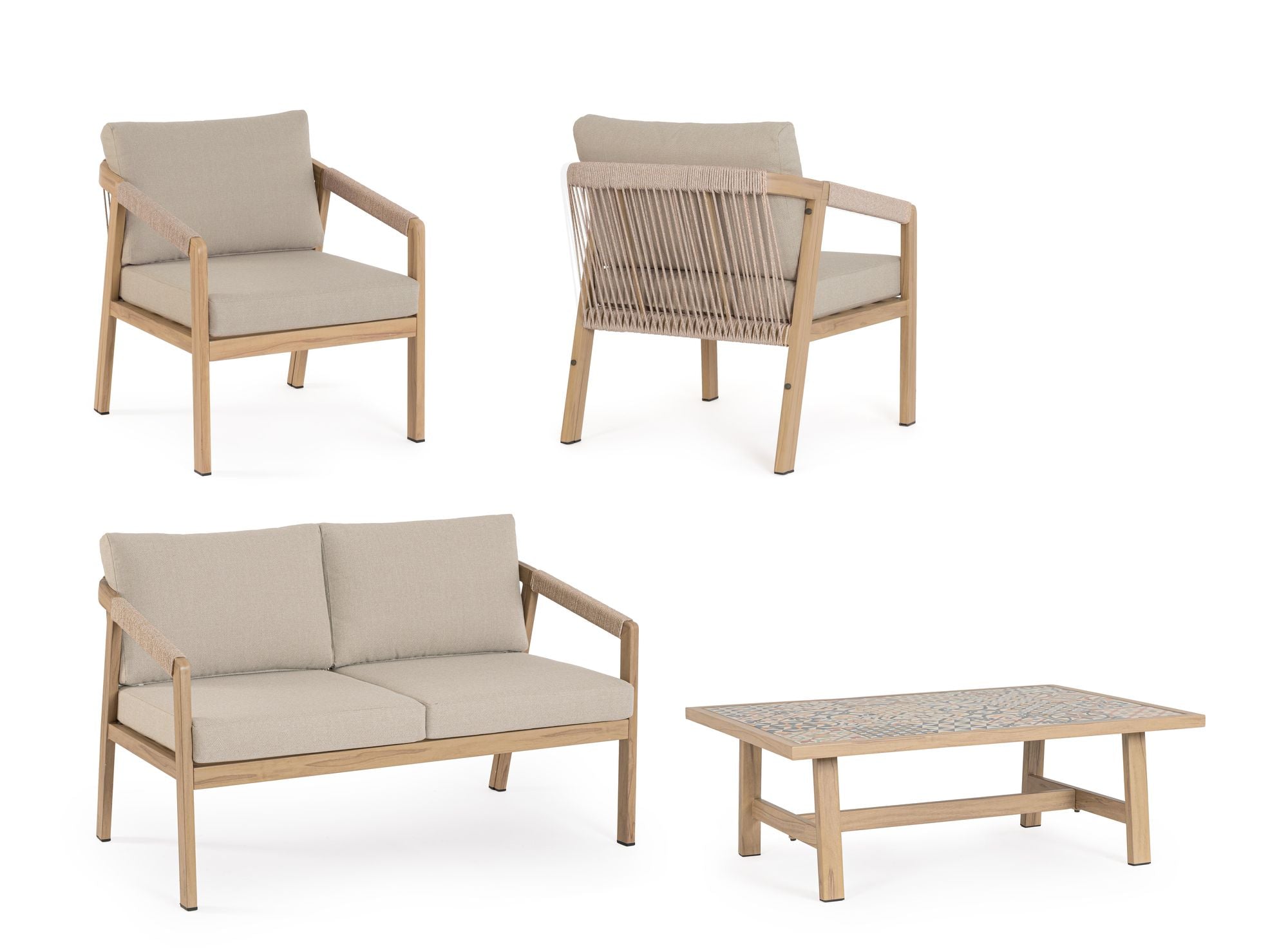 Outdoor Sitzgruppe Kalimera Desert aus Aluminium in Holzoptik | Bizzotto bei STUFF Shop kaufen