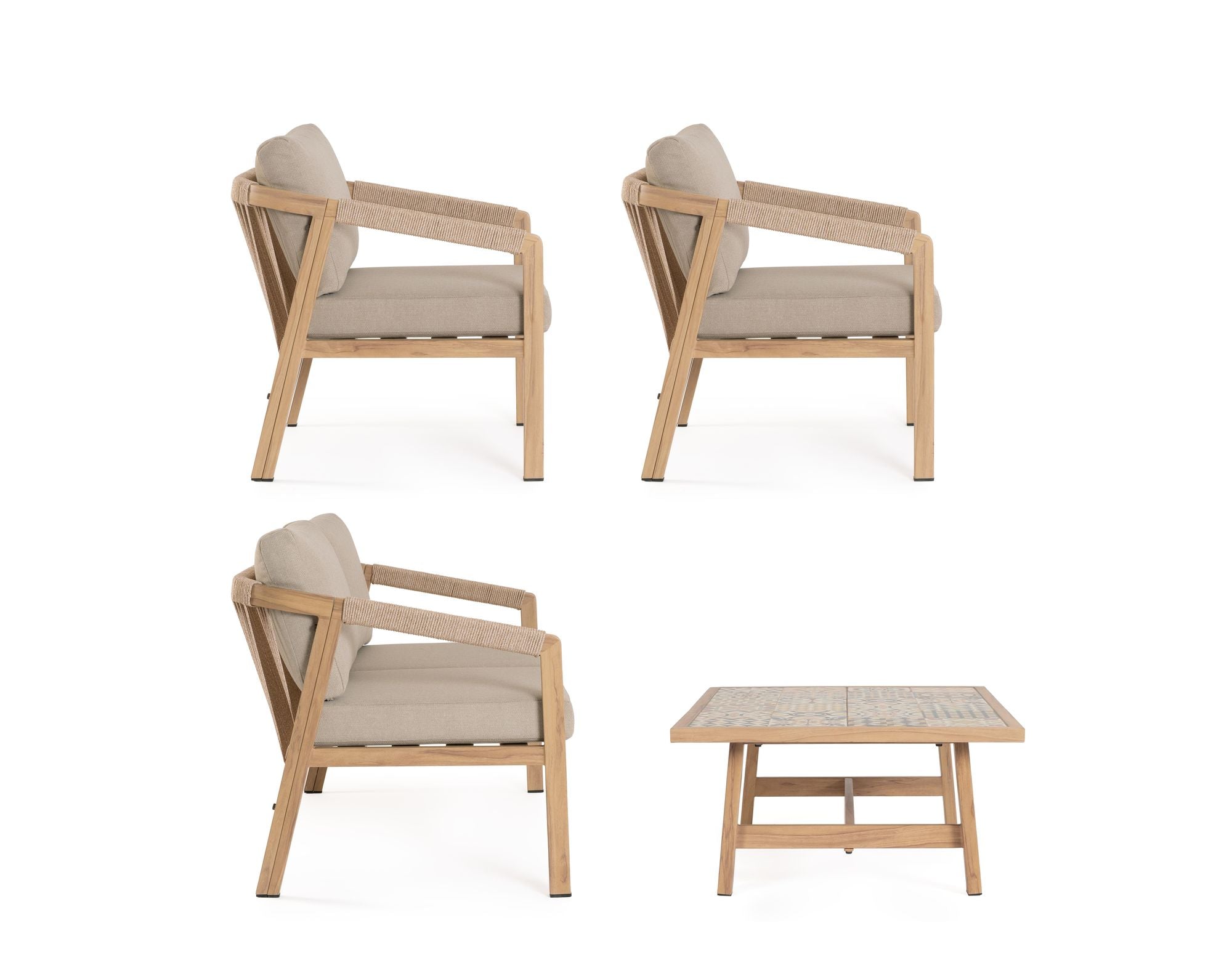 Outdoor Sitzgruppe Kalimera Desert aus Aluminium in Holzoptik | Bizzotto bei STUFF Shop kaufen