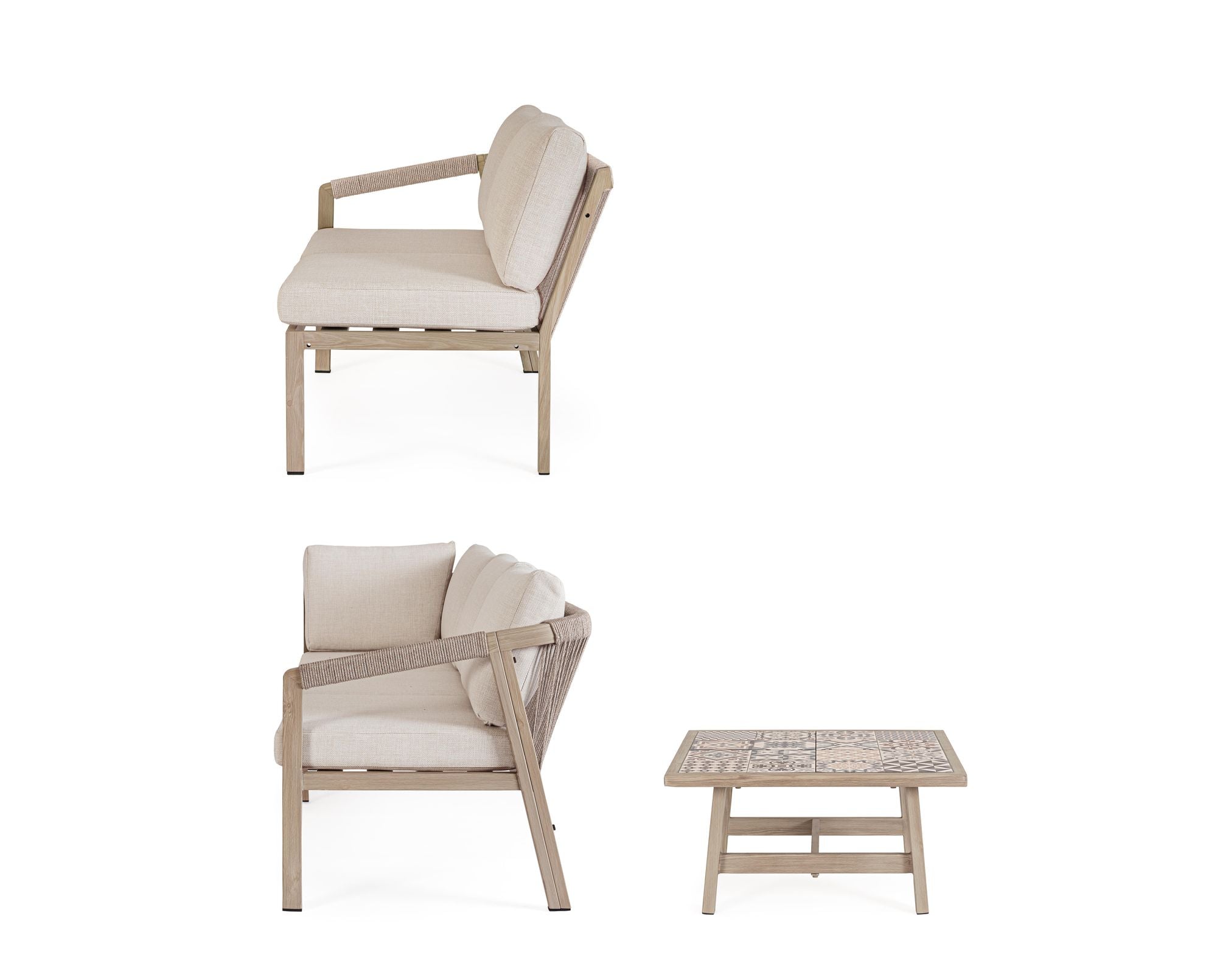 Outdoor Eck-Sitzgruppe Kalimera Timber aus Aluminium in Holzoptik | Bizzotto bei STUFF Shop kaufen