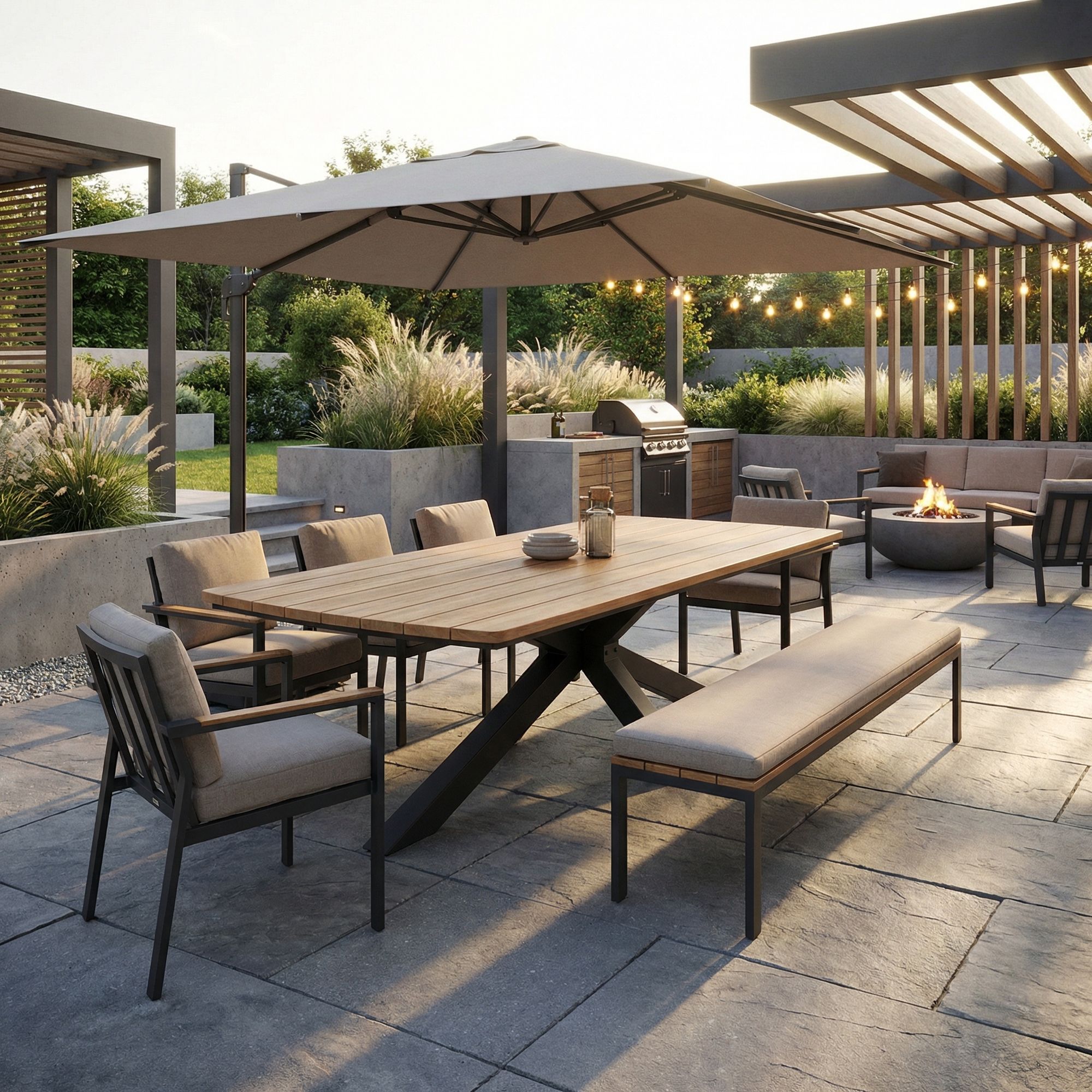 Outdoor-Esstisch Zelmar 260 x 118 cm in Anthrazit mit modernem Sternfuß | Bizzotto bei STUFF Shop kaufen