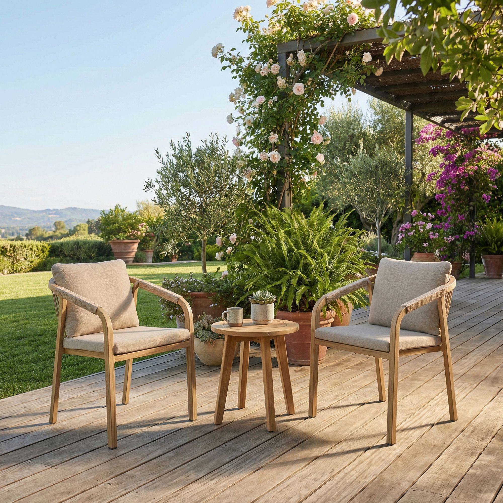 Outdoor-Stuhl Kalimera Desert aus Aluminium mit Armlehne und Kissen | Bizzotto bei STUFF Shop kaufen