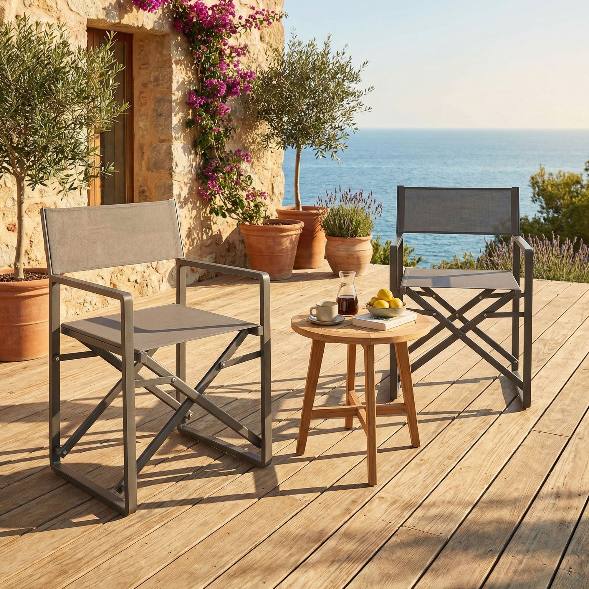 Outdoor Regiestuhl Konnor Anthrazit aus Aluminium und Textilene | Bizzotto bei STUFF Shop kaufen