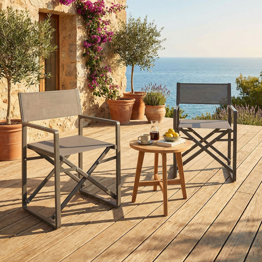 Outdoor Regiestuhl Konnor Anthrazit aus Aluminium und Textilene | Bizzotto bei STUFF Shop kaufen