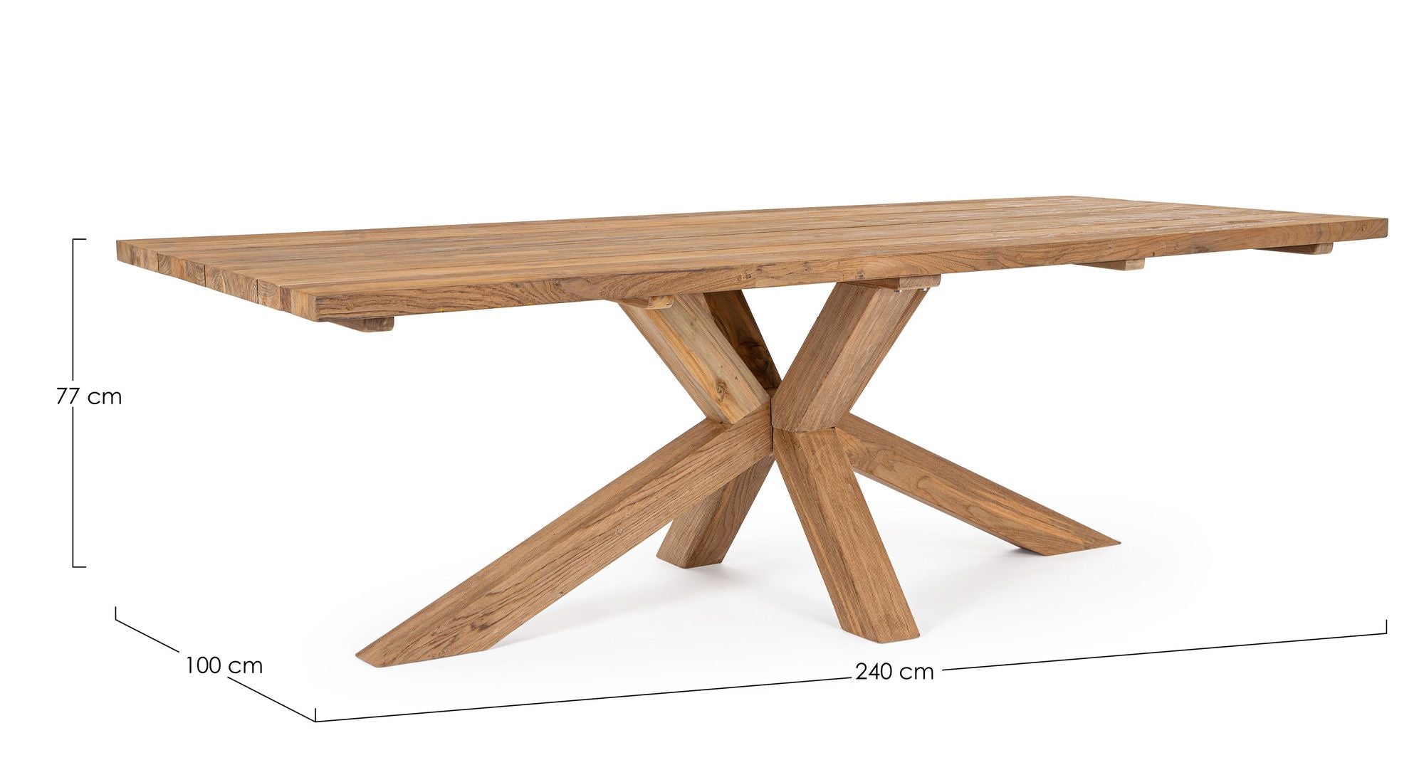 Outdoor Esstisch Jersey 240x100 aus FSC-Teakholz mit X-Gestell | Bizzotto bei STUFF Shop kaufen