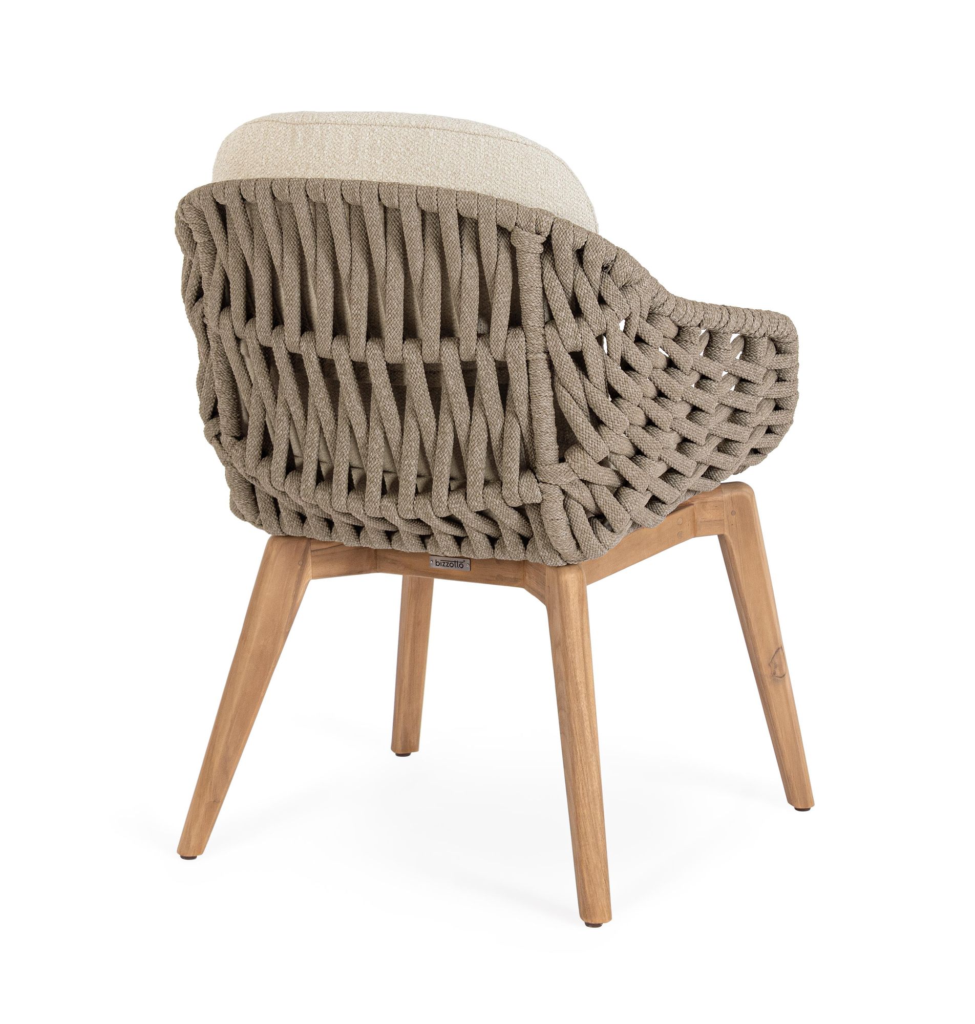 Outdoor Stuhl Tamires Bouclé mit Teakholz Beinen und Armlehnen | Bizzotto bei STUFF Shop kaufen