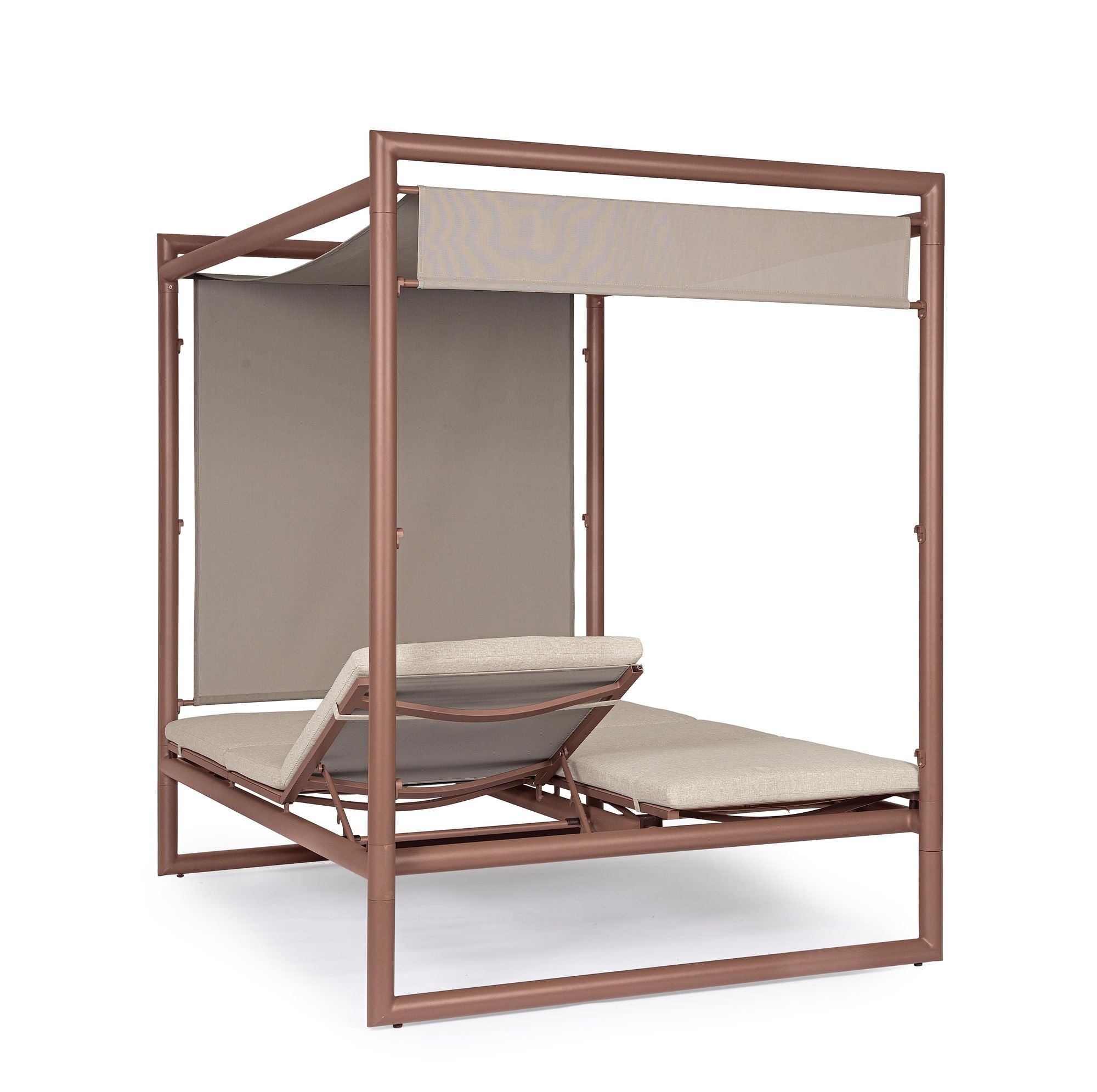 Alt-Text Outdoor Daybed Konnor Barin mit Pergola und verstellbarer Rückenlehne | Luxus Lounge für Garten und Terrasse