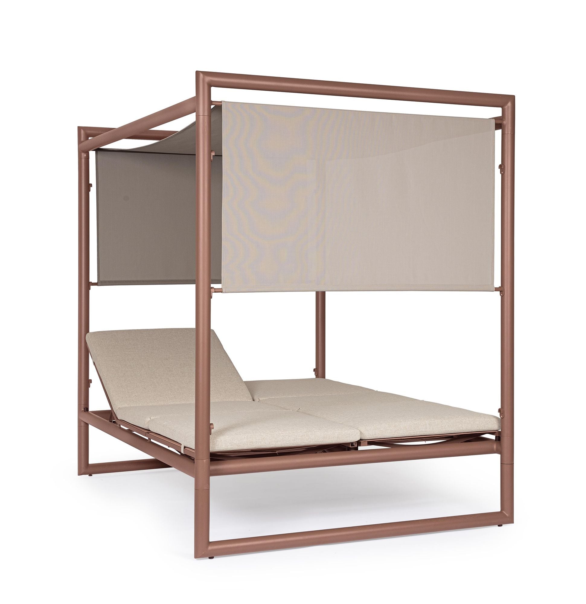 Alt-Text Outdoor Daybed Konnor Barin mit Pergola und verstellbarer Rückenlehne | Luxus Lounge für Garten und Terrasse