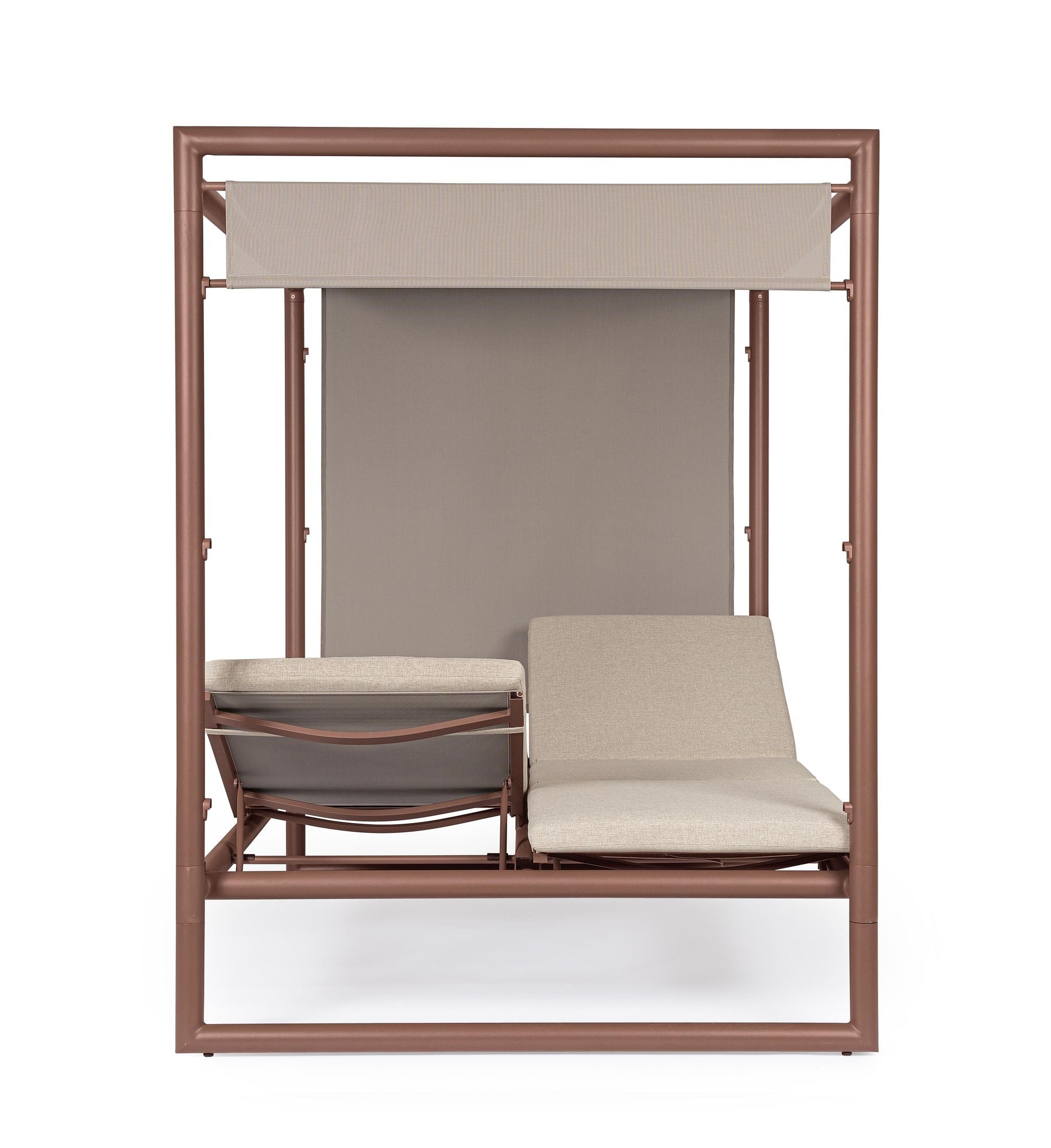 Alt-Text Outdoor Daybed Konnor Barin mit Pergola und verstellbarer Rückenlehne | Luxus Lounge für Garten und Terrasse