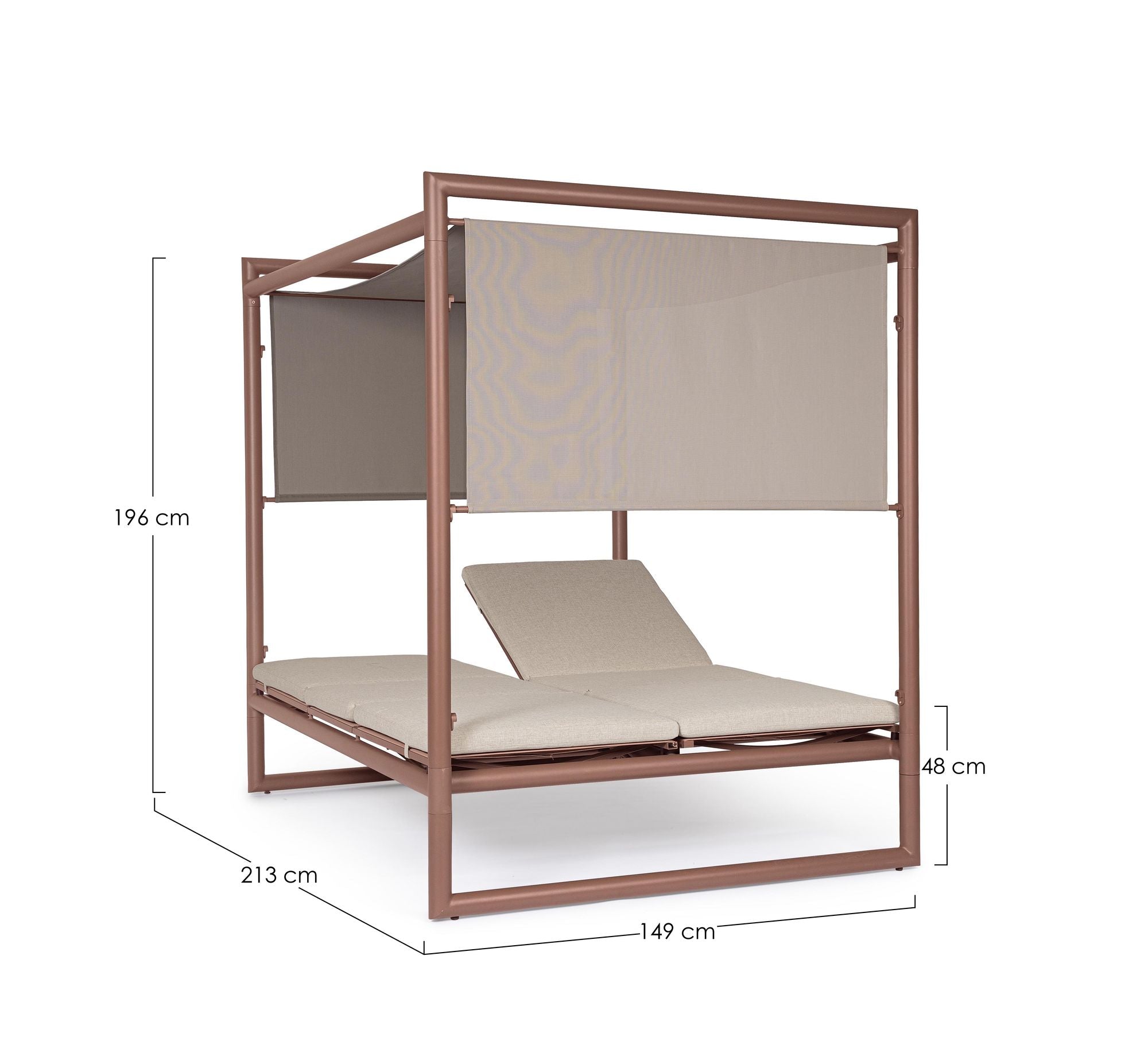 Alt-Text Outdoor Daybed Konnor Barin mit Pergola und verstellbarer Rückenlehne | Luxus Lounge für Garten und Terrasse