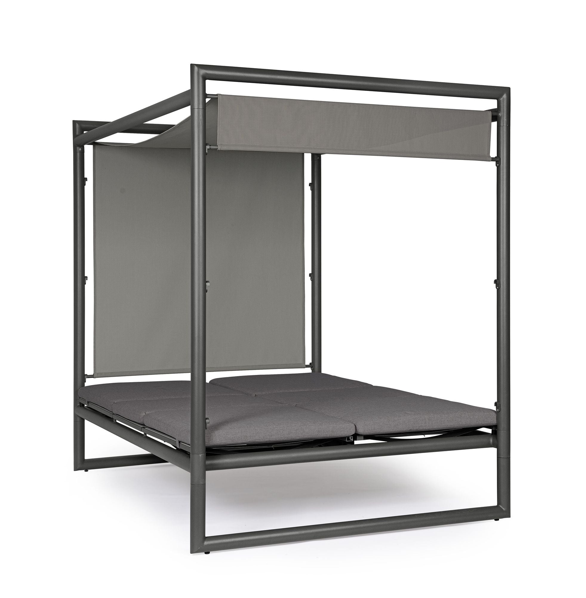 Outdoor Daybed Konnor Anthrazit mit Pergola und verstellbarer Rückenlehne für moderne Terrassen | Bizzotto bei STUFF Shop kaufen