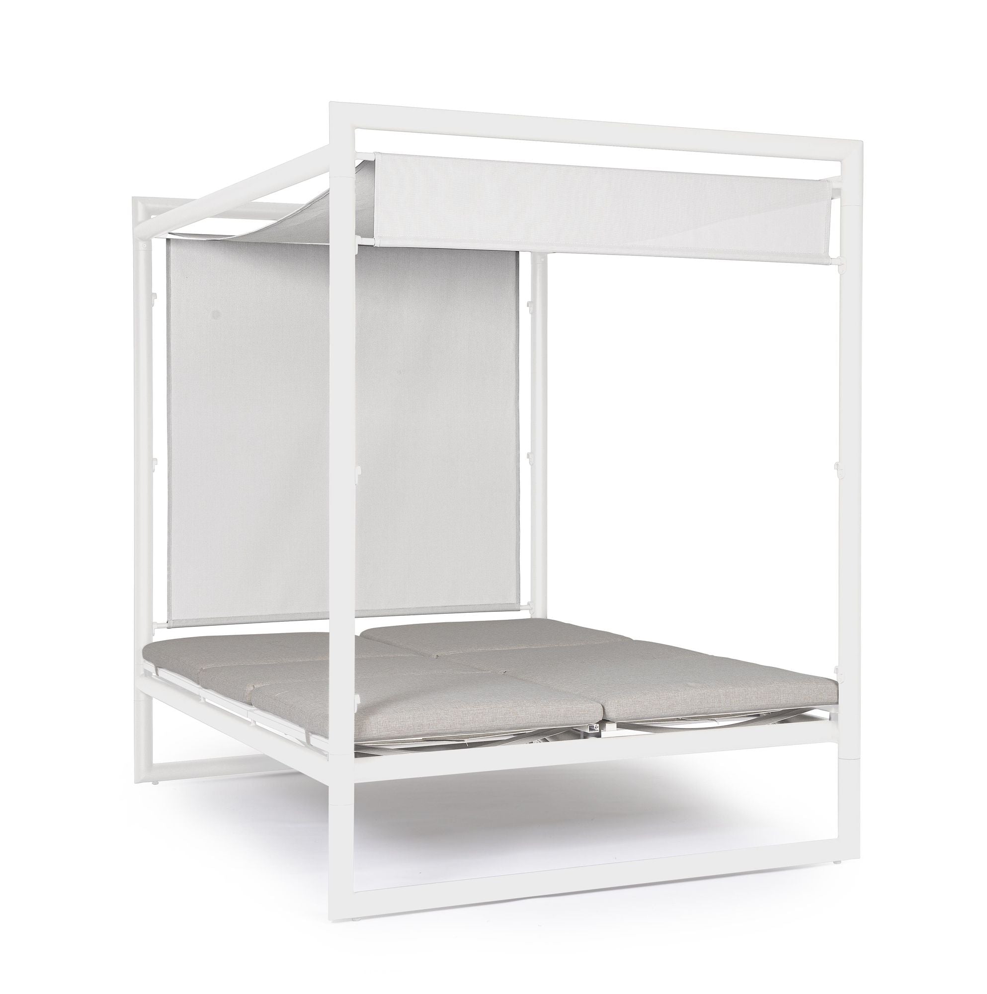 Outdoor Daybed Konnor Weiß mit Pergola und verstellbarer Rückenlehne für moderne Terrassen | Bizzotto bei STUFF Shop kaufen