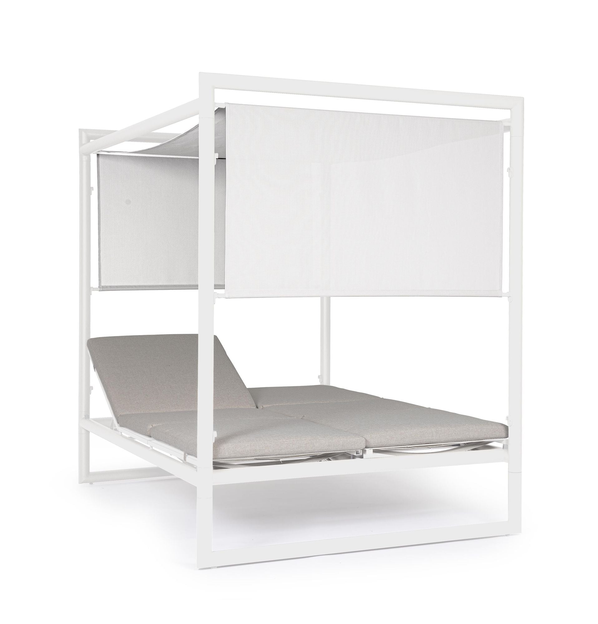 Outdoor Daybed Konnor Weiß mit Pergola und verstellbarer Rückenlehne für moderne Terrassen | Bizzotto bei STUFF Shop kaufen