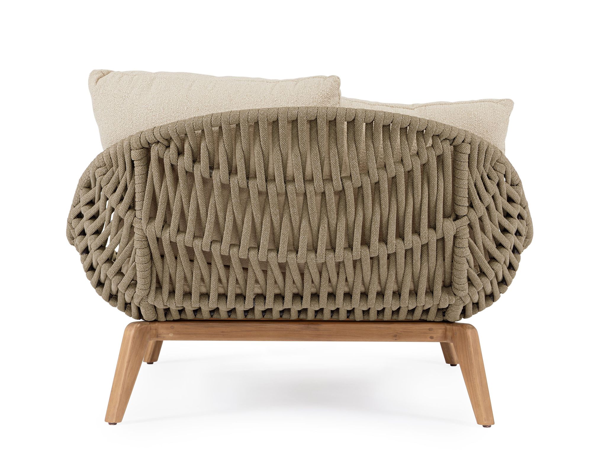 Outdoor Sonnenliege Tamires Bouclé mit geflochtener Struktur und Teakholz Füßen | Bizzotto bei STUFF Shop kaufen