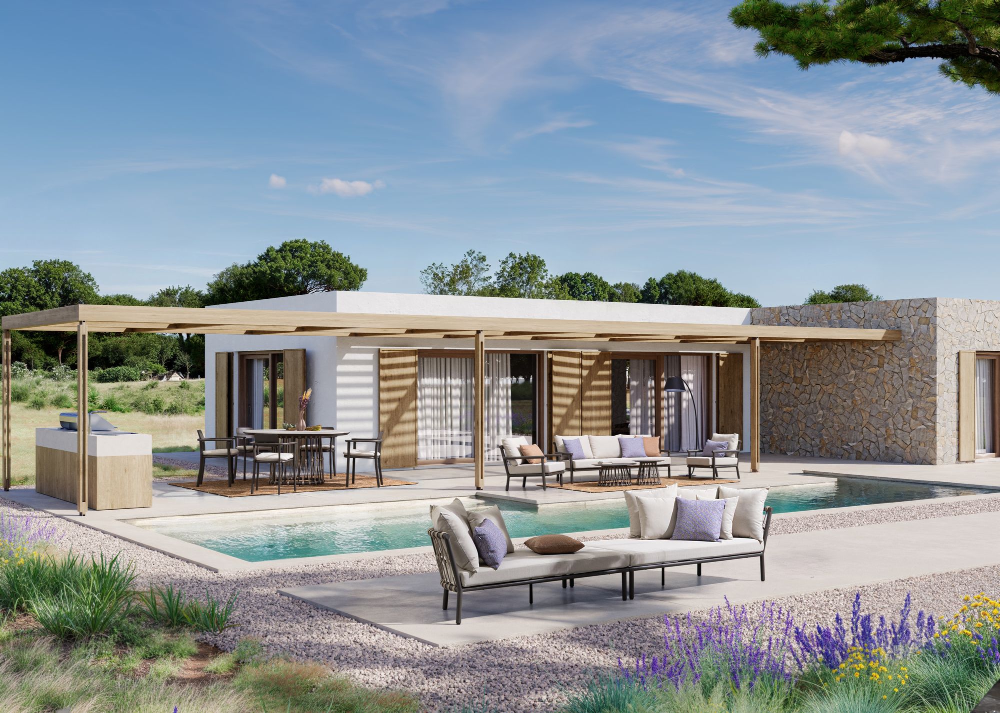 Outdoor Sonnenliege 2-Set Daybed Lanai Cocoa mit modularer Loungefläche | Bizzotto bei STUFF Shop kaufen