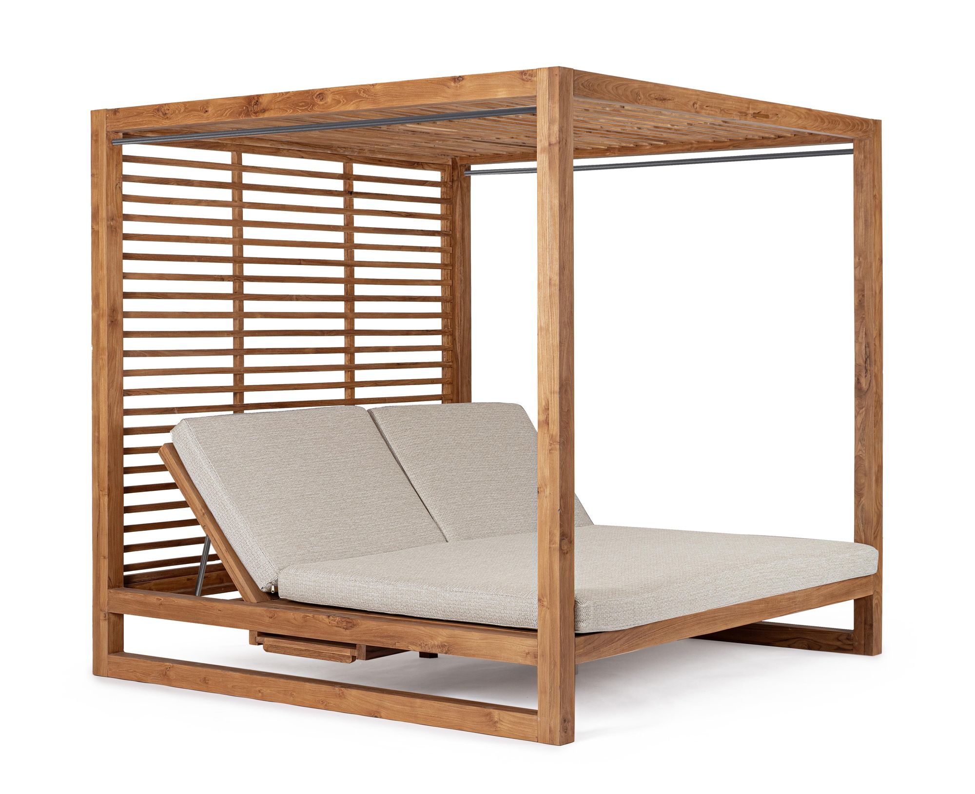 Luxuriöser Daybed Pavillon Honolulu aus FSC Teakholz mit verstellbaren Rückenlehnen | Bizzotto bei STUFF Shop kaufen