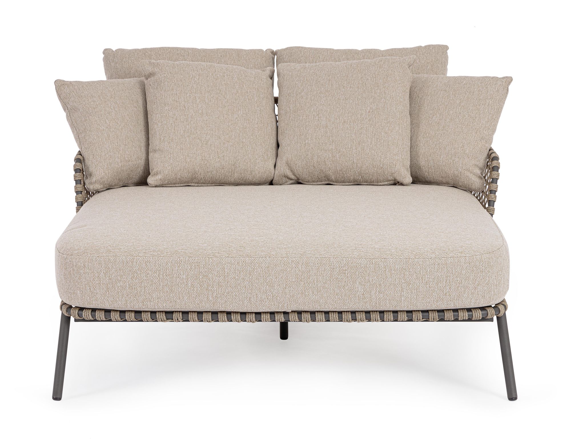 Outdoor Sonnenbett Ivissa Anthrazit mit geflochtener Seitenstruktur und großzügiger Polsterung | Bizzotto bei STUFF Shop kaufen