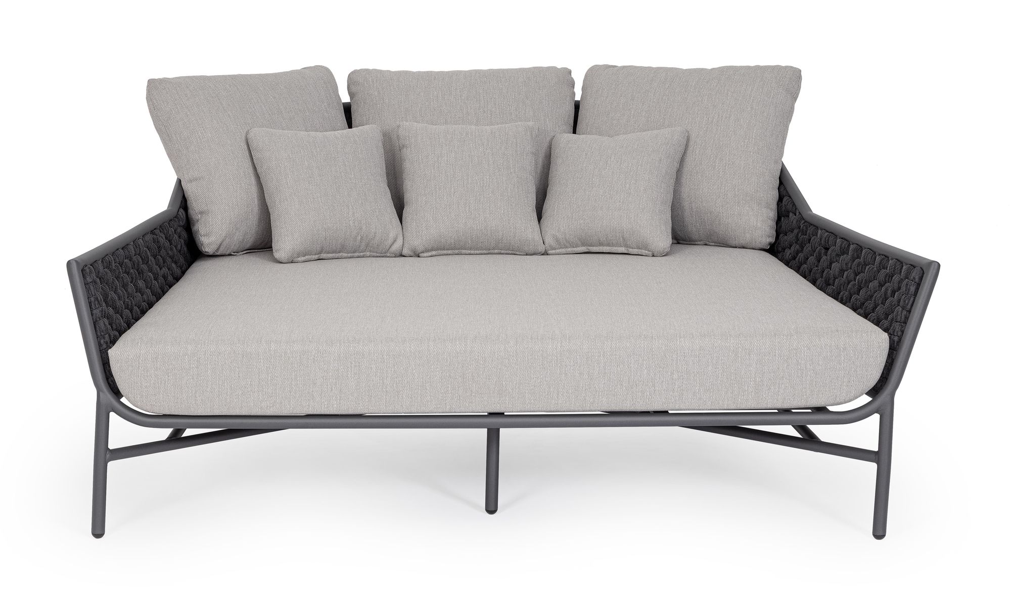 Outdoor Sonnenbett Everly Anthrazit Graphit mit geflochtener Seitenstruktur und großzügiger Polsterung | Bizzotto bei STUFF Shop kaufen