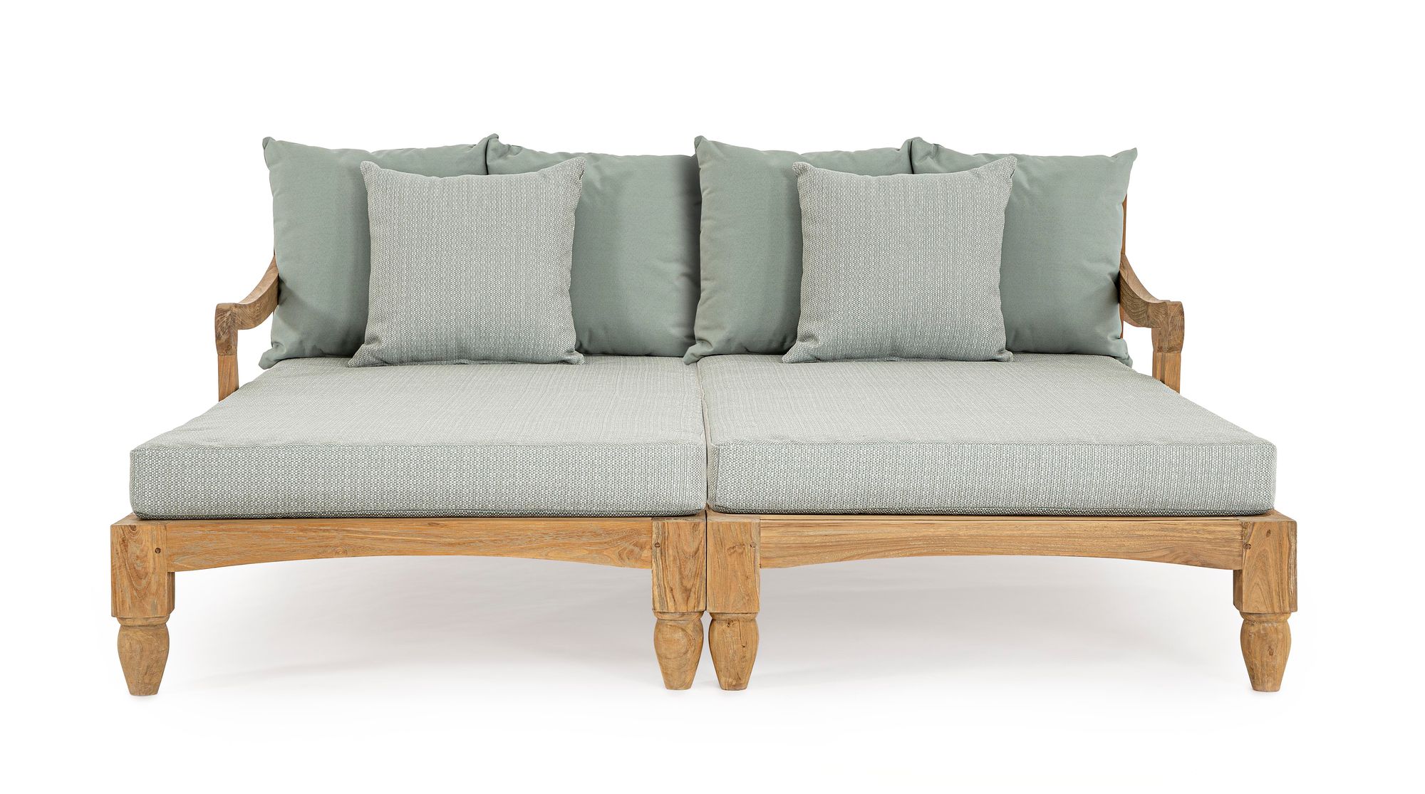 Outdoor Sonnenbett 2-er Set Bali Aqua aus FSC Teakholz mit großzügiger Liegefläche | Bizzotto bei STUFF Shop kaufen
