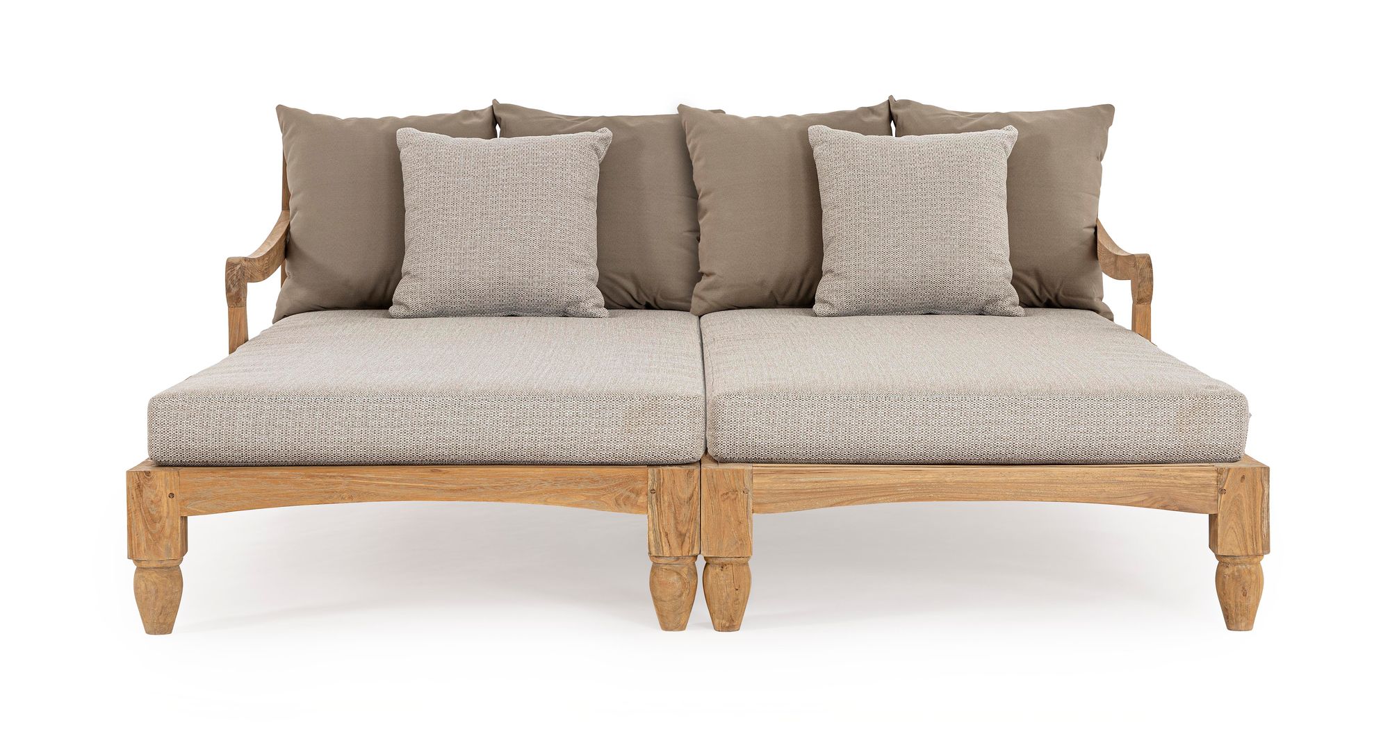 Outdoor Sonnenbett 2-er Set Bali Natur aus FSC Teakholz mit großzügiger Liegefläche | Bizzotto bei STUFF Shop kaufen