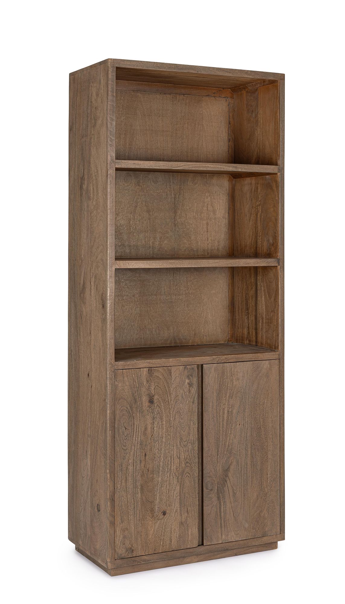 Bücherschrank Elswick aus massivem Mangoholz mit offenen Regalfächern und 2 Türen | Bizzotto bei STUFF Shop