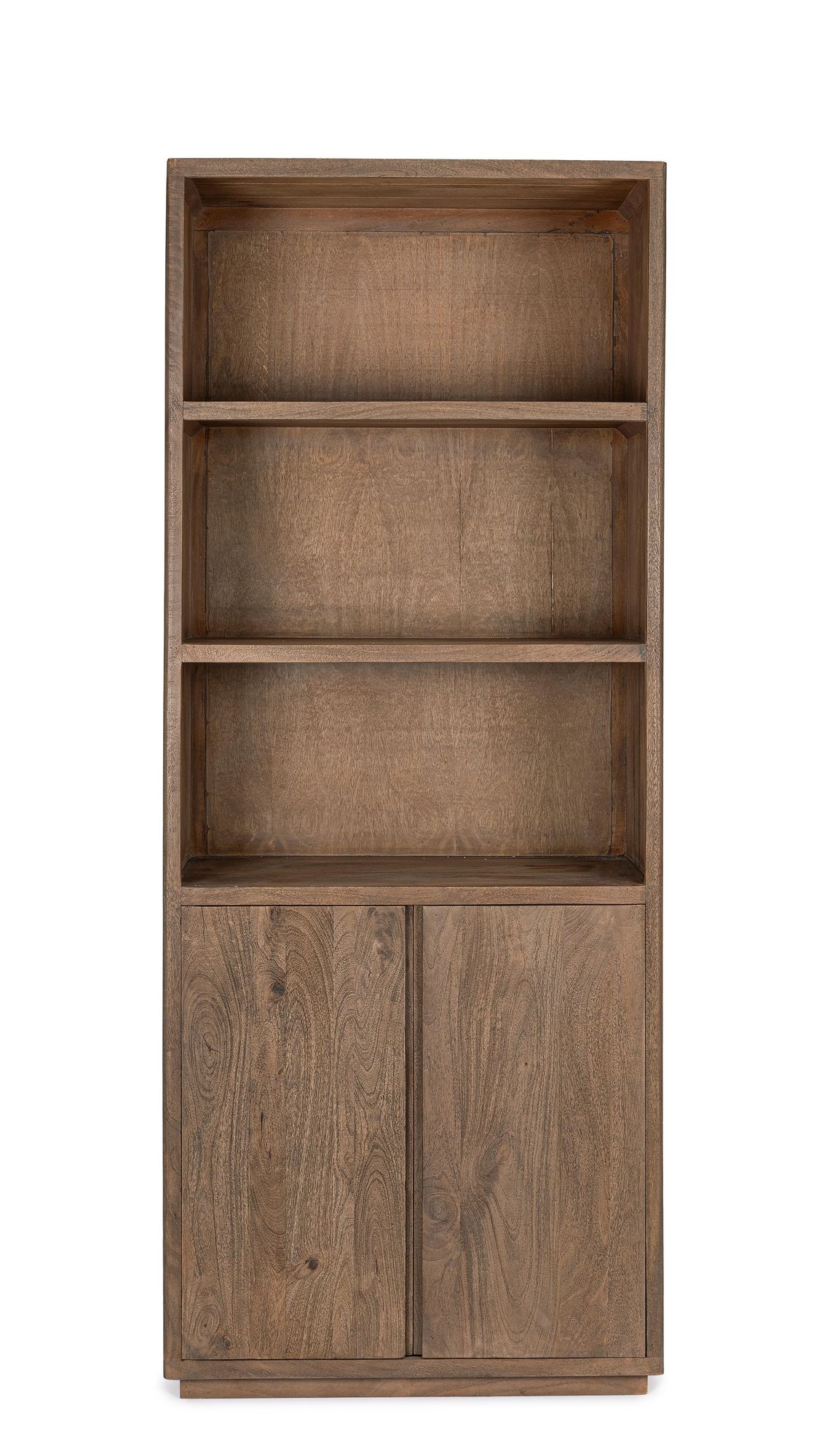 Bücherschrank Elswick aus massivem Mangoholz mit offenen Regalfächern und 2 Türen | Bizzotto bei STUFF Shop
