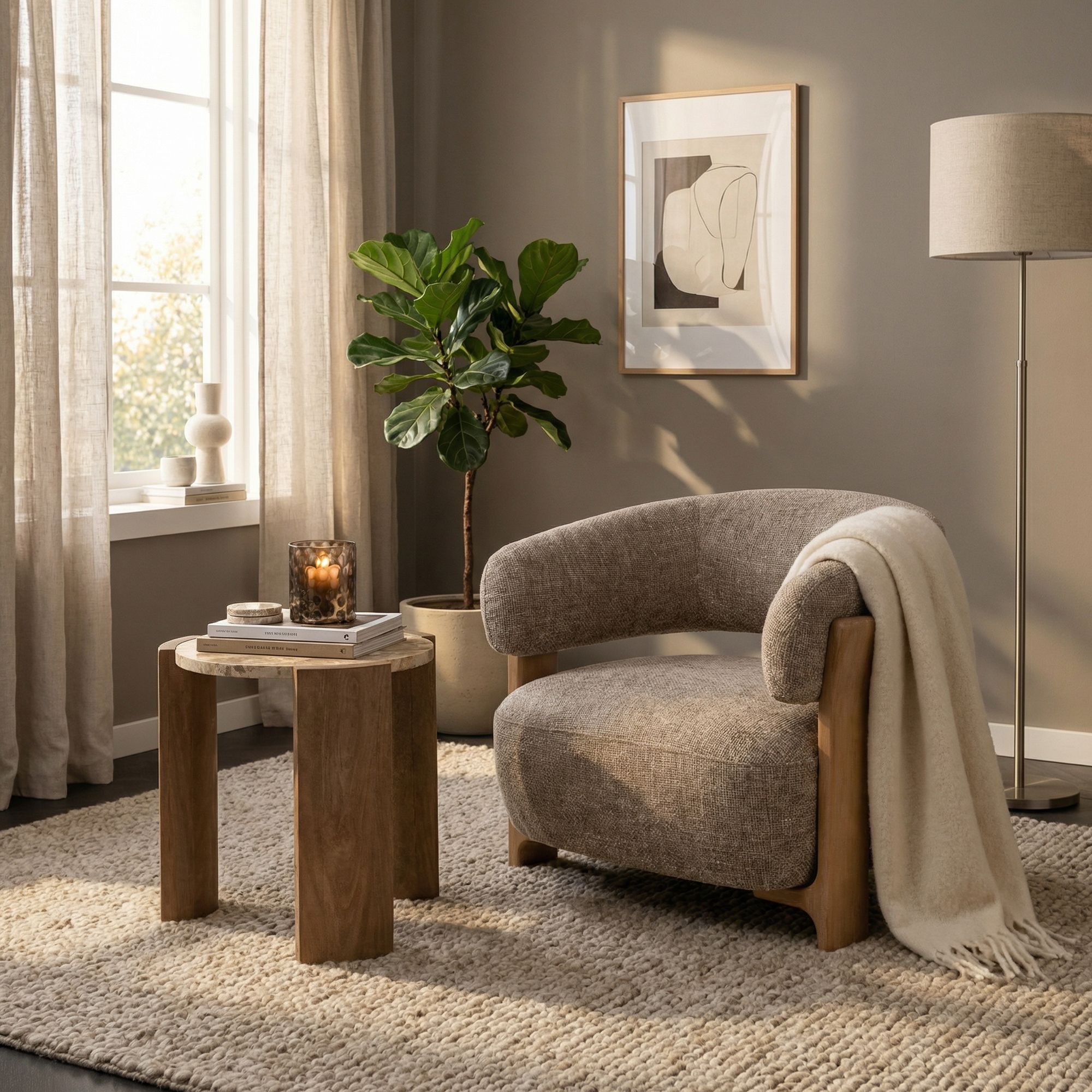 Moderner Loungesessel Mire Taupe im stilvollen Wohnambiente | PTMD bei STUFF Shop kaufen