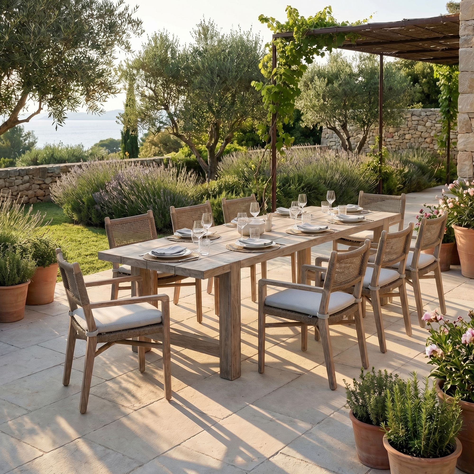 Outdoor Esstisch Jacob Large aus massivem Teakholz | großer Gartentisch Gommaire