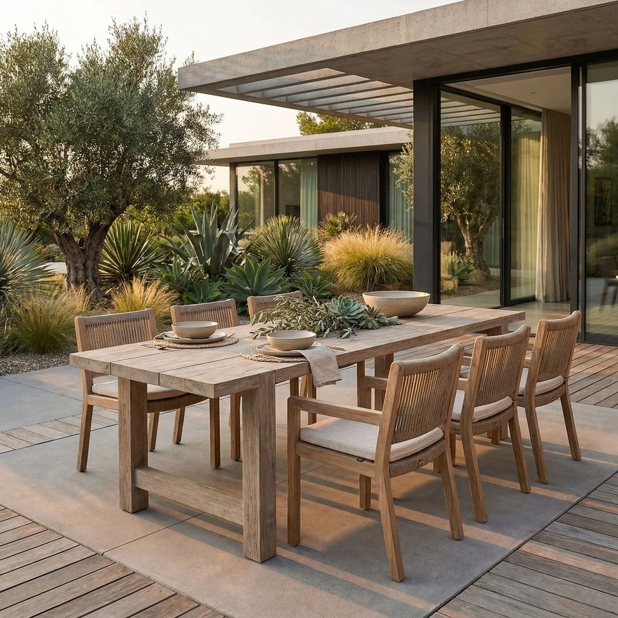 Outdoor Esstisch Jacob Large aus massivem Teakholz | großer Gartentisch Gommaire