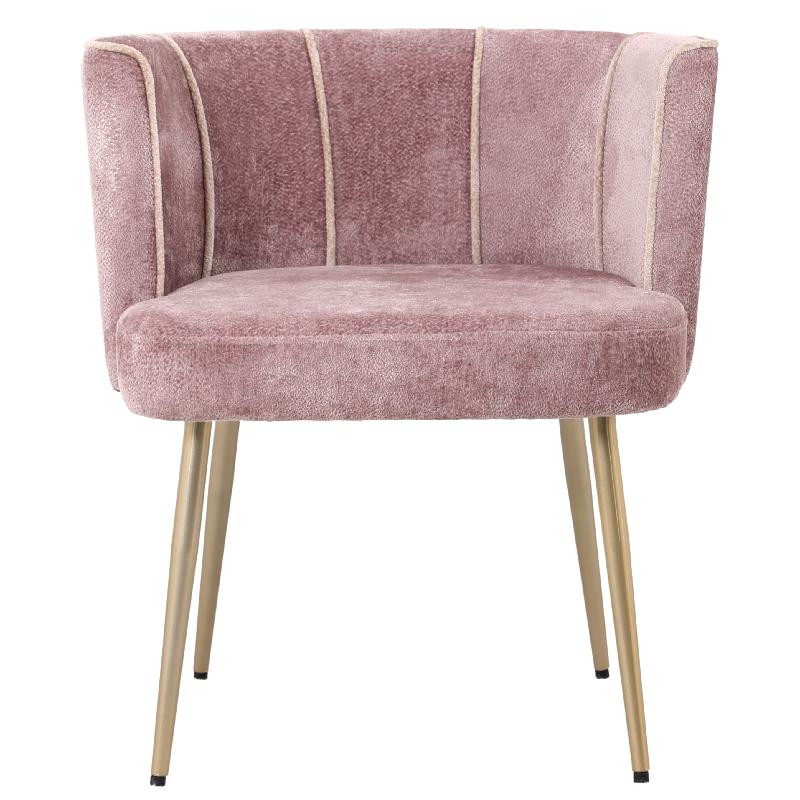 Armlehnstuhl Nell Pink Beige von PTMD, Vorderansicht mit goldenen Beinen