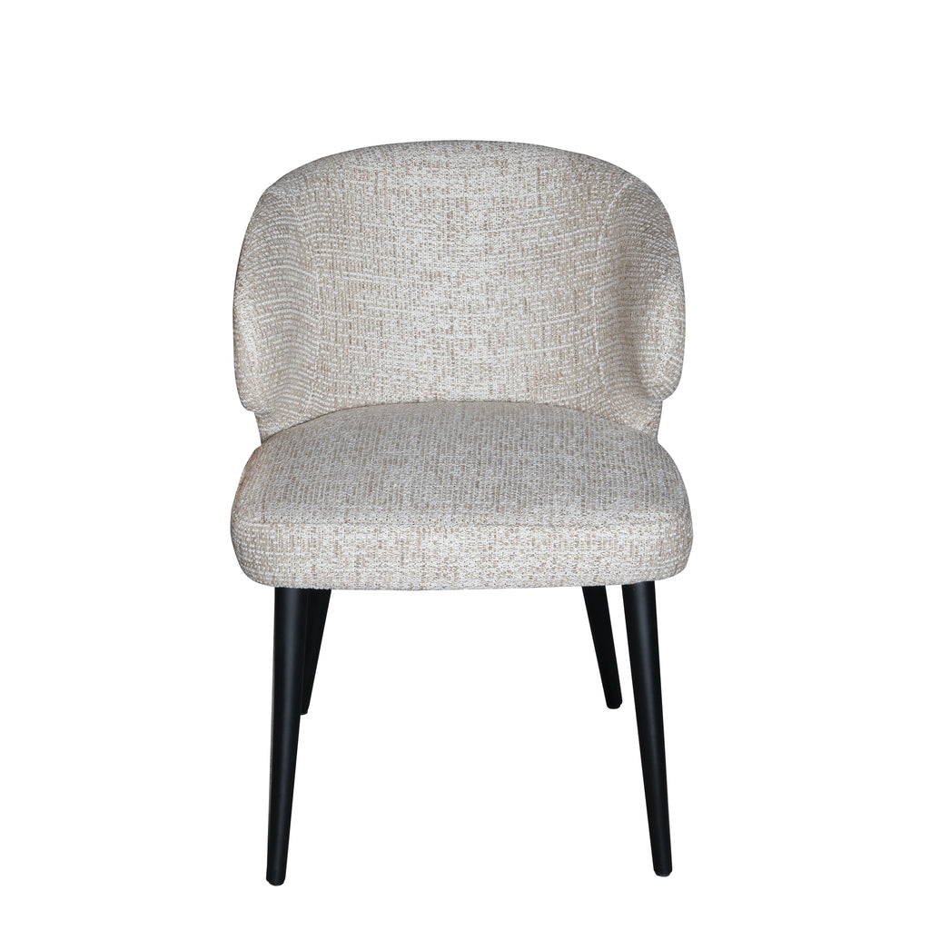 Esszimmerstuhl Fiori Beige mit geschwungener Lehne und schwarzen Beinen | PTMD bei STUFF Shop kaufen