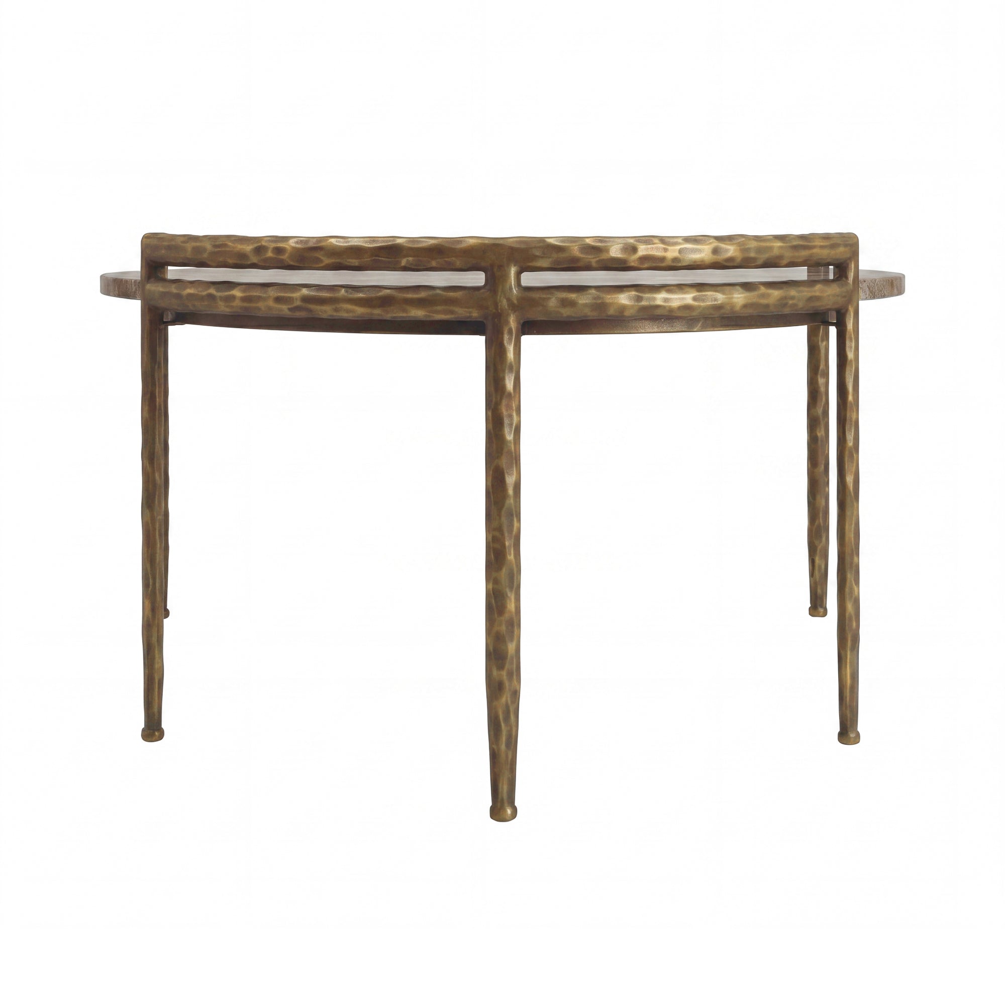 Couchtisch Dented Beige/Gold | Organisch geformte Platte auf filigranen Metallbeinen 85 cm