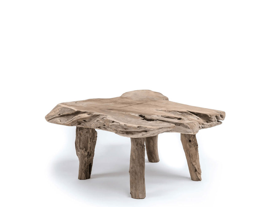 Gommaire Couchtisch Natural Shape – handgefertigter Tisch aus Teakwurzel in Natural Grey