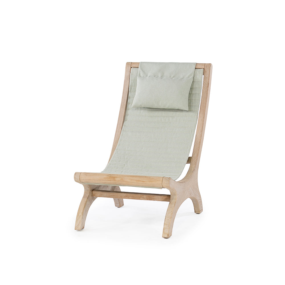 Loungesessel Beacher Sachin Teak Natural Grey von Gommaire, Bespannung Eucalyptus