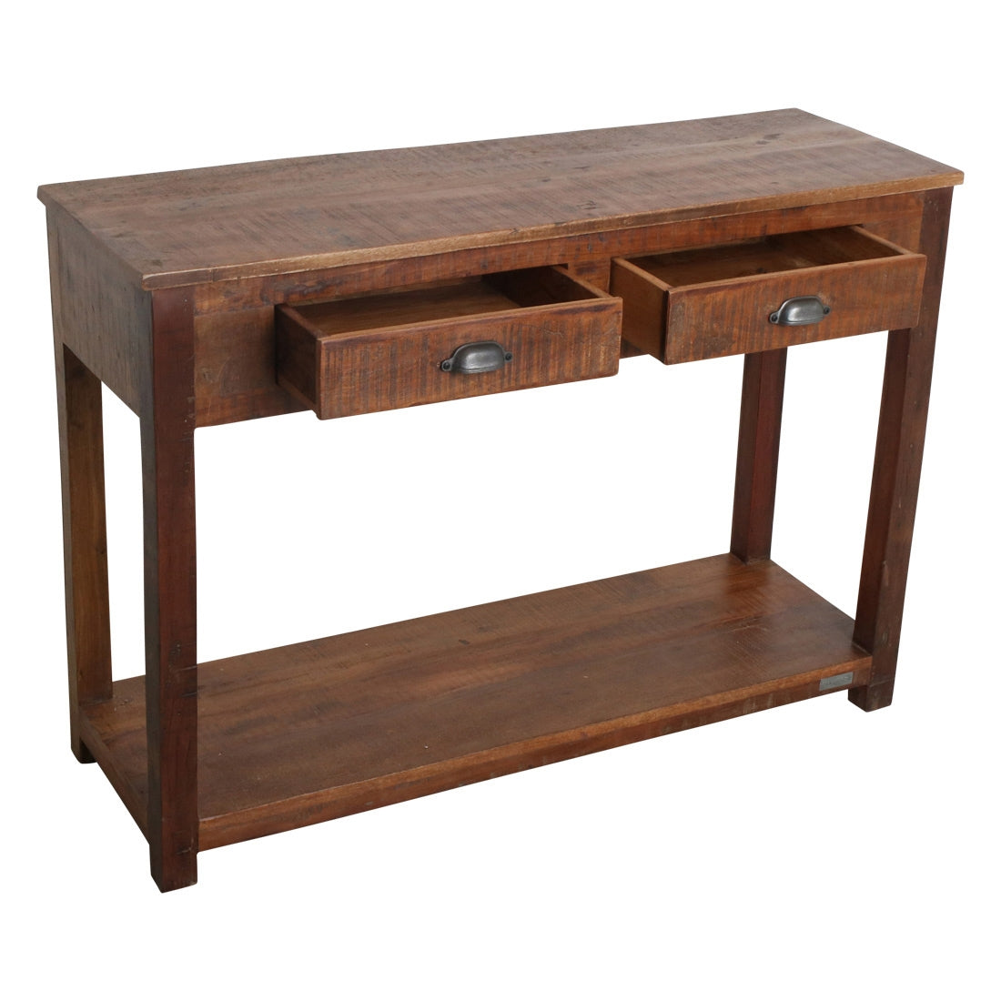 Konsolentisch mit 2 Schubladen aus der STUFF Loft Heritage Kollektion, gefertigt aus recyceltem Holz mit Metallgriffen