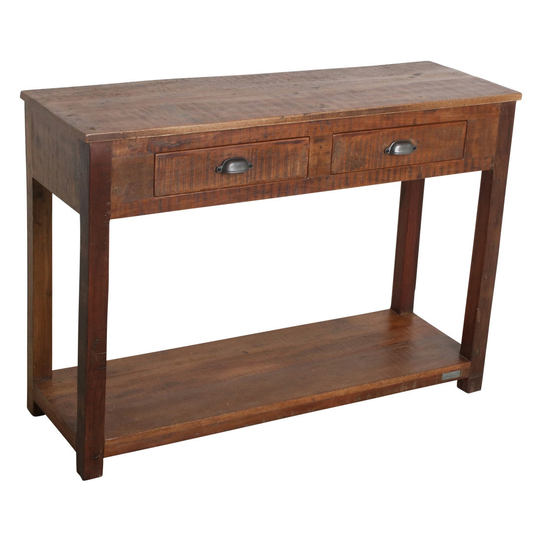 Konsolentisch mit 2 Schubladen aus der STUFF Loft Heritage Kollektion, gefertigt aus recyceltem Holz mit Metallgriffen