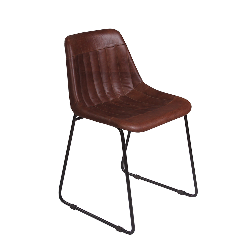 Glove Dining Chair Leder gerippt dunkelbraun