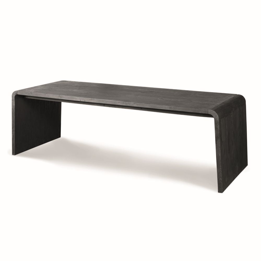 Gommaire Tisch Vince aus restauriertem Teakholz in Anthrazit – vielseitig als Schreibtisch oder Esstisch verwendbar