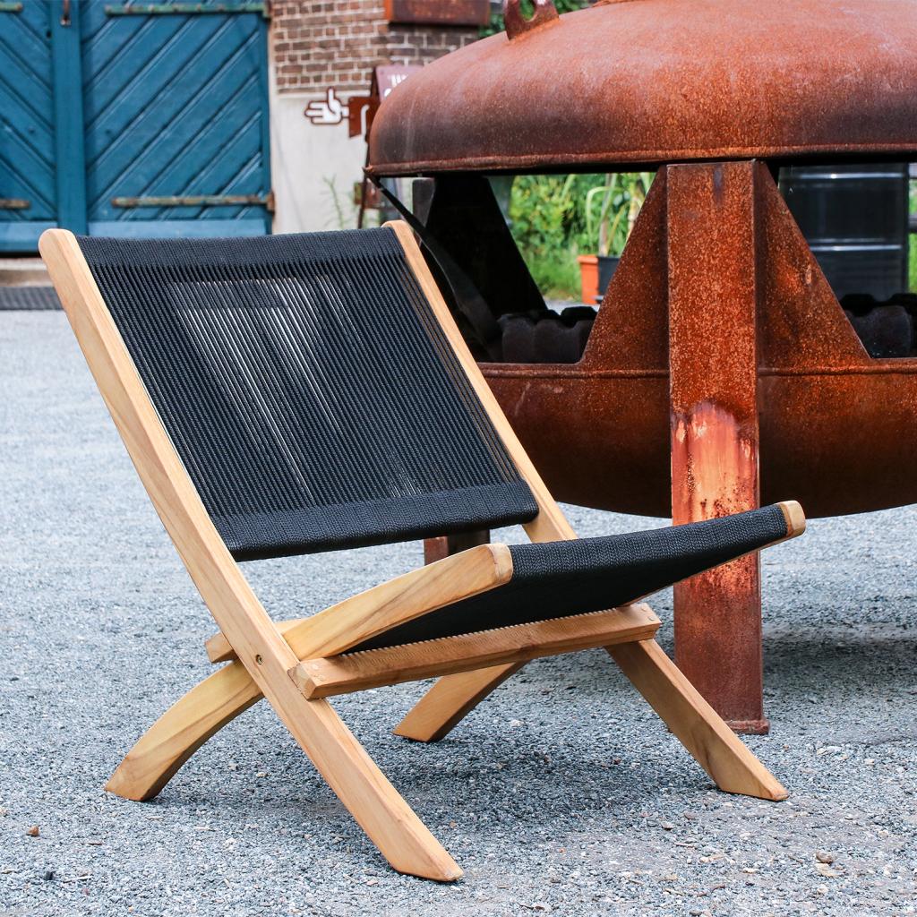 Outdoor Lounge-Klappstuhl Rope Schwarz I STUFF Shop