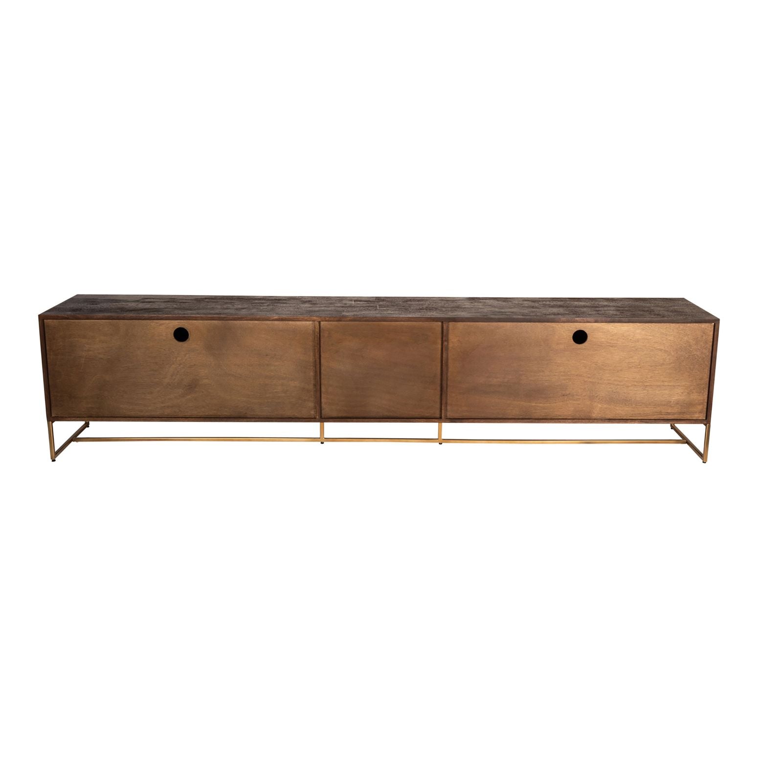 Onyx Sideboard in Braun mit geöffnetem Ablagefach, Rückansicht