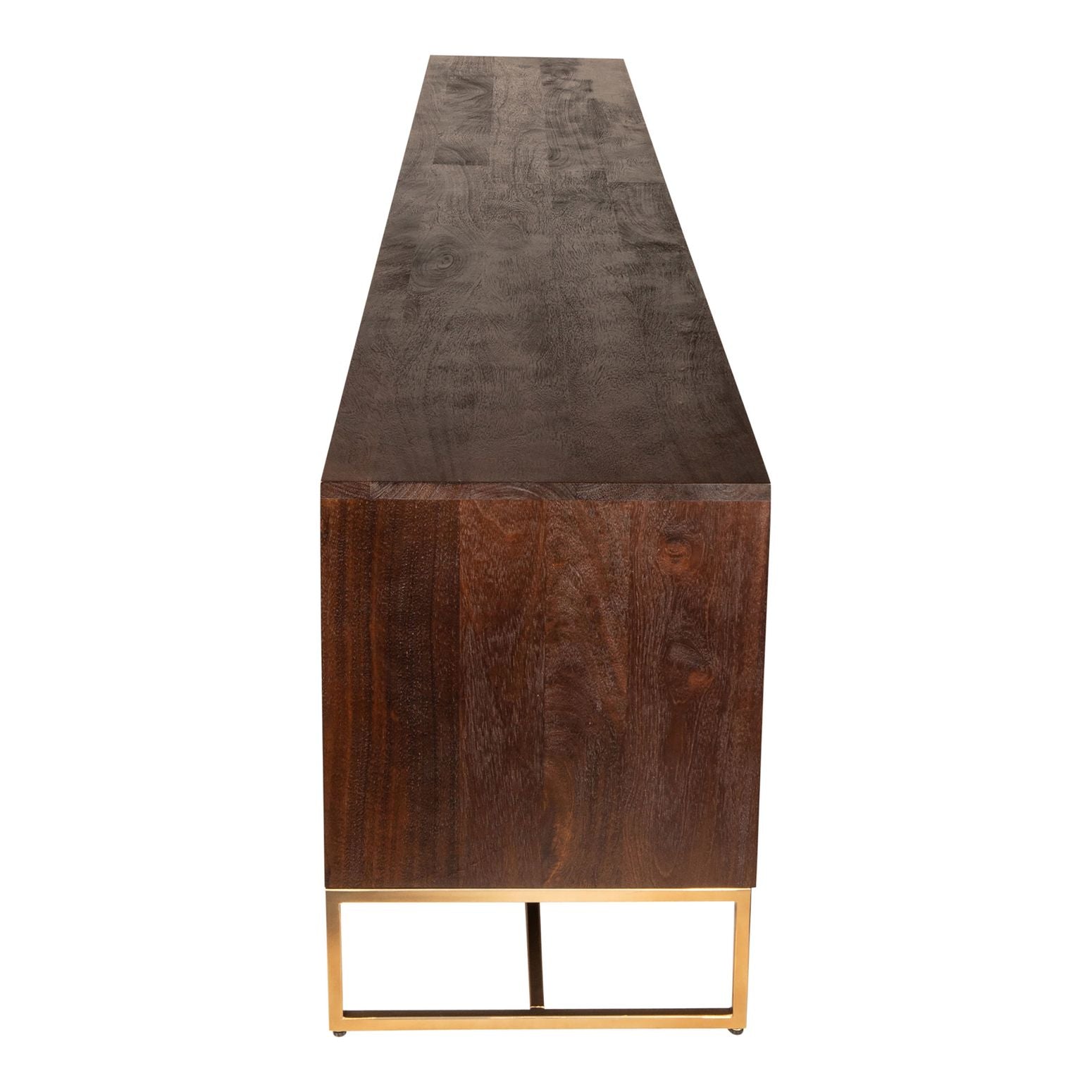 Onyx Sideboard in Braun mit goldenen Metallbeinen, Seitenansicht