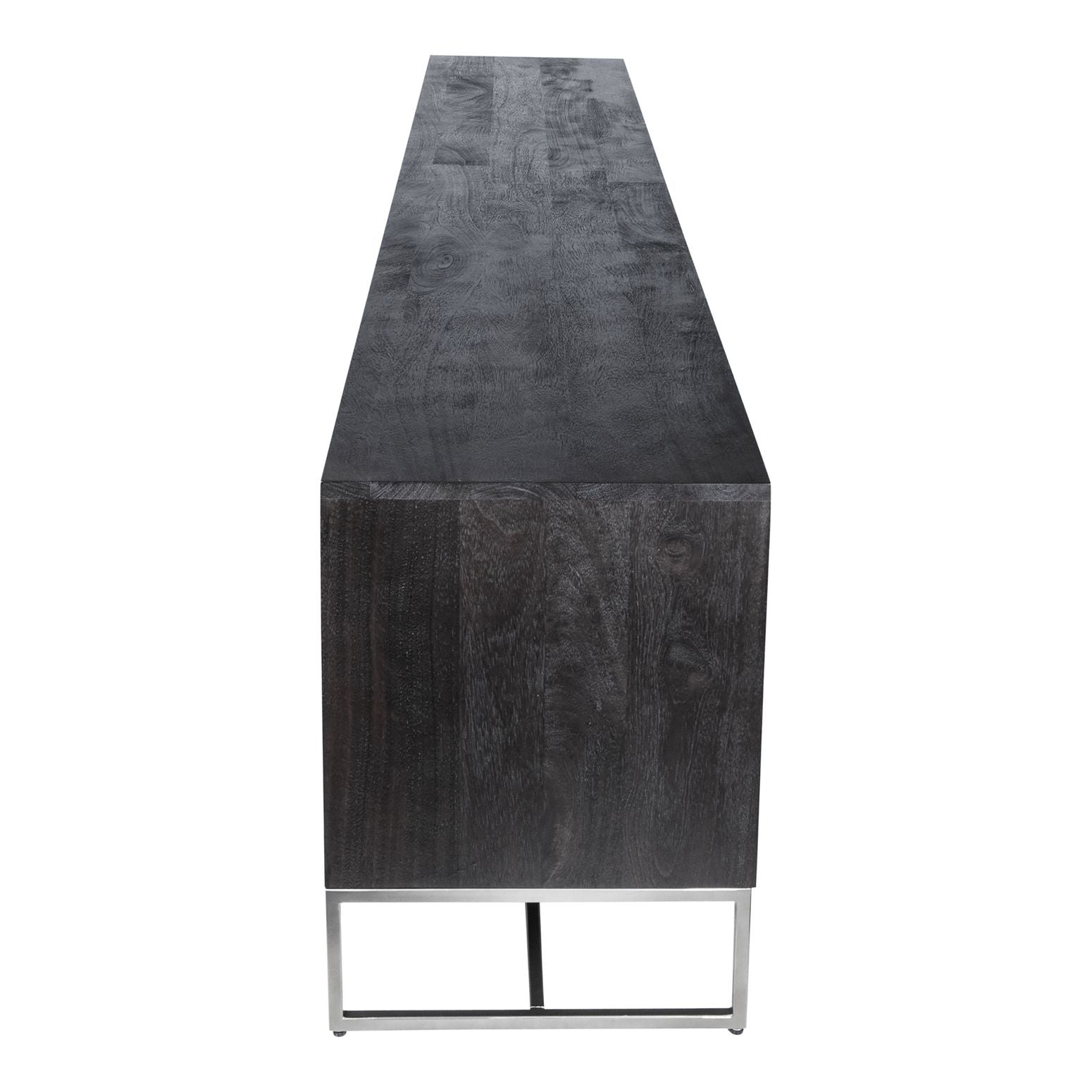 Onyx Sideboard in Schwarz mit goldenen Metallbeinen, Seitenansicht
