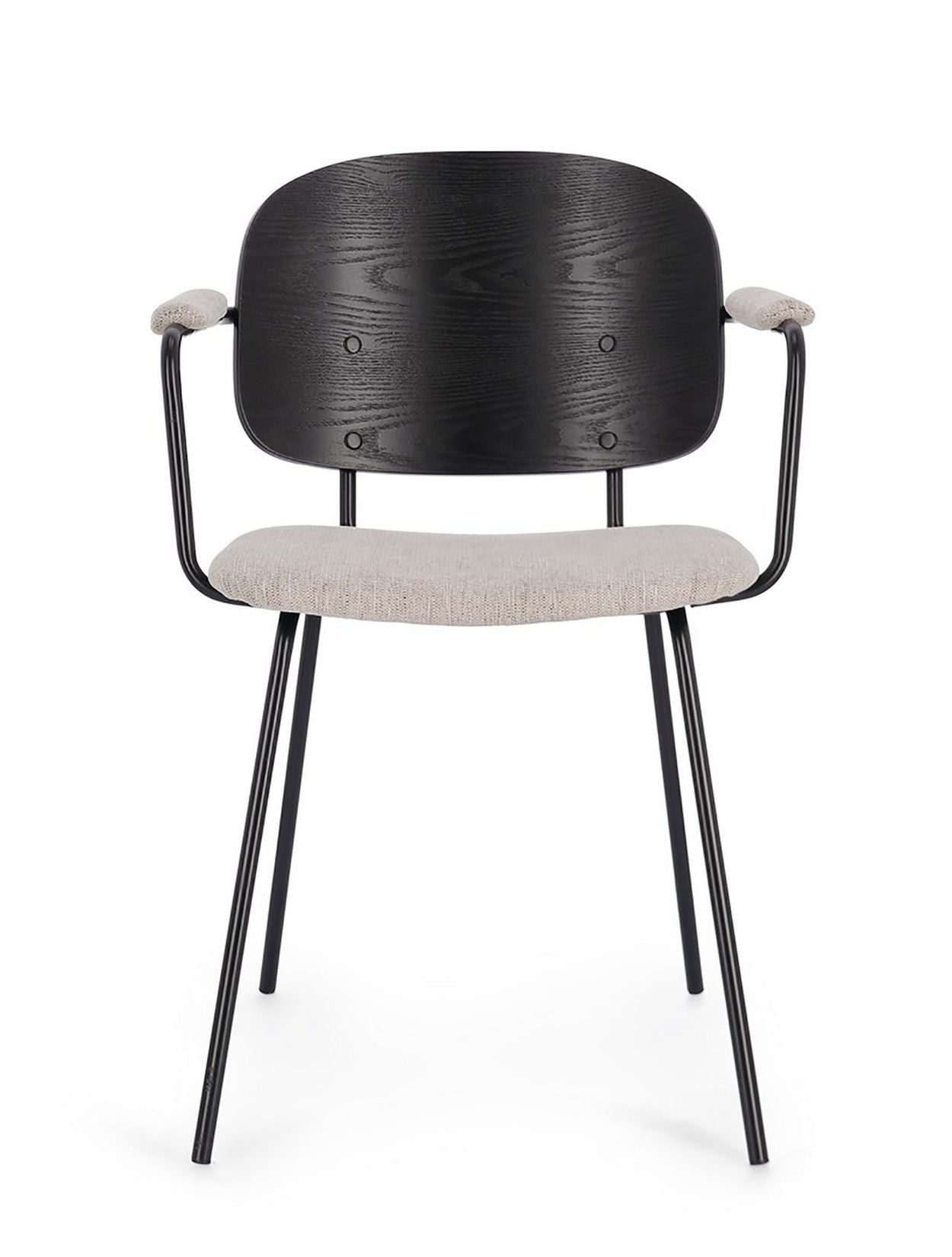 Sienna Vintage Designerstuhl in Natur mit epoxidischer Stahlrahmen und Pappelholz-furnierter Rückenlehne
