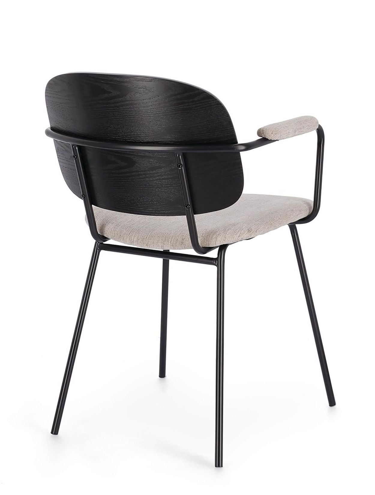 Sienna Vintage Designerstuhl in Natur mit epoxidischer Stahlrahmen und Pappelholz-furnierter Rückenlehne