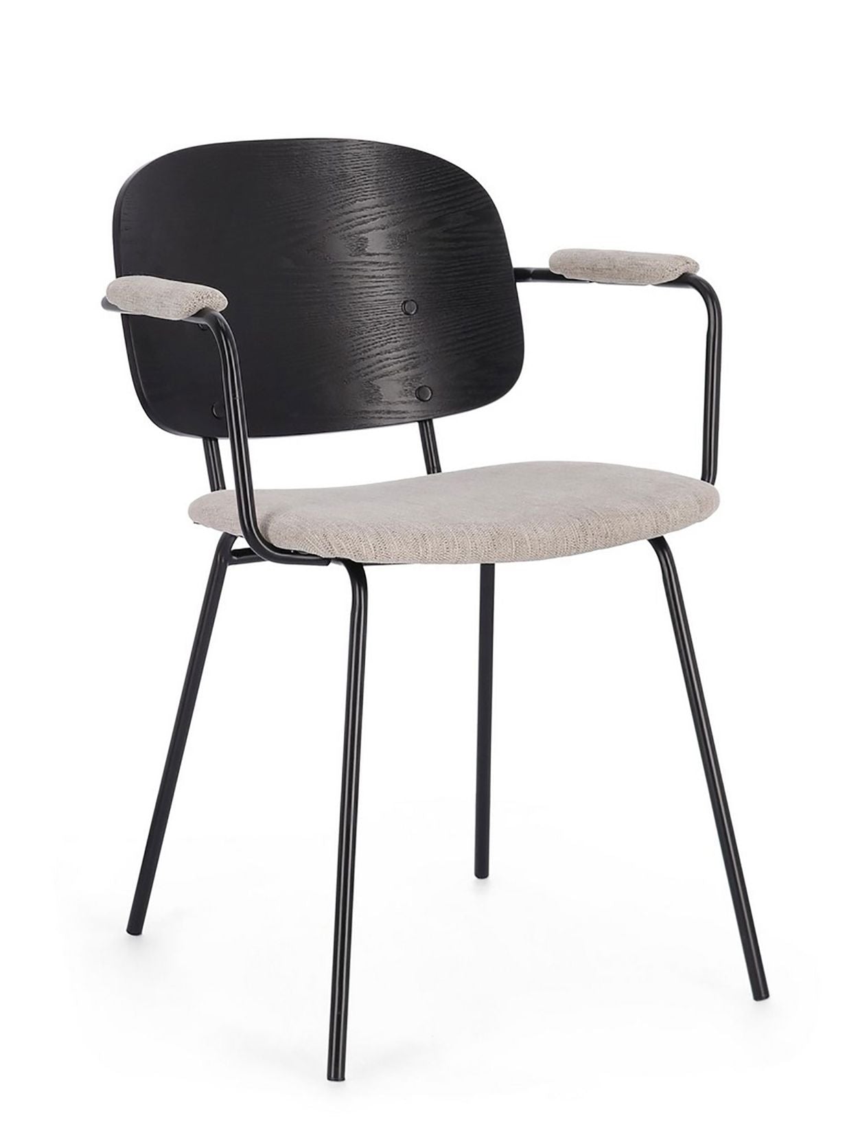 Sienna Vintage Designerstuhl in Natur mit epoxidischer Stahlrahmen und Pappelholz-furnierter Rückenlehne