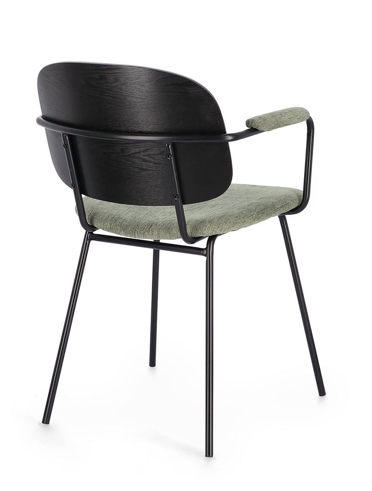 Sienna Vintage Designerstuhl in Grün mit epoxidischer Stahlrahmen und Pappelholz-furnierter Rückenlehne