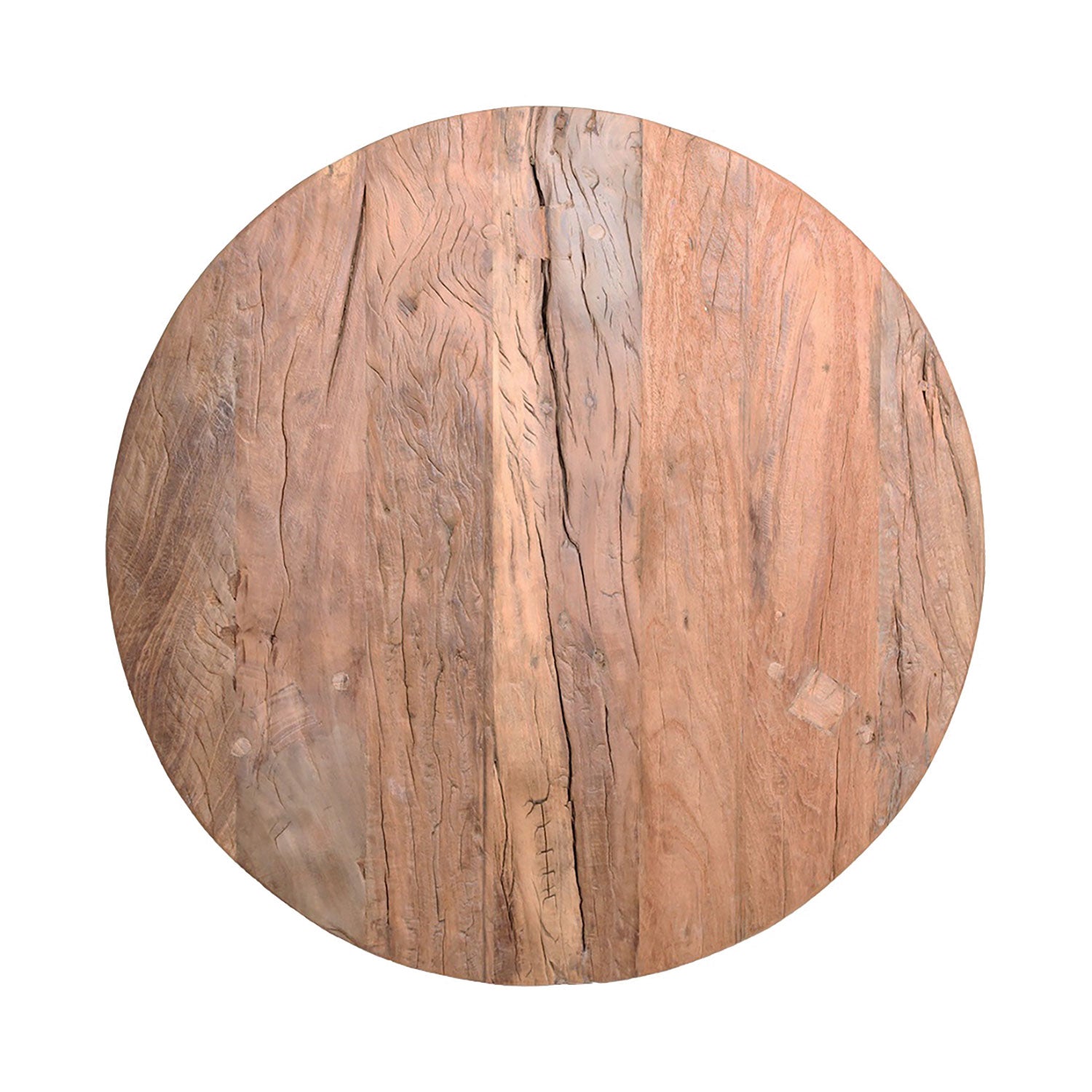 Runder Couchtisch aus recyceltem Holz, 70 x 70 x 38 cm, rustikaler natürlicher Look