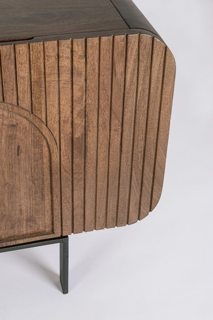 TV-Lowboard Orissa Braun aus Mangoholz mit gerillter Struktur und ohne Griffe