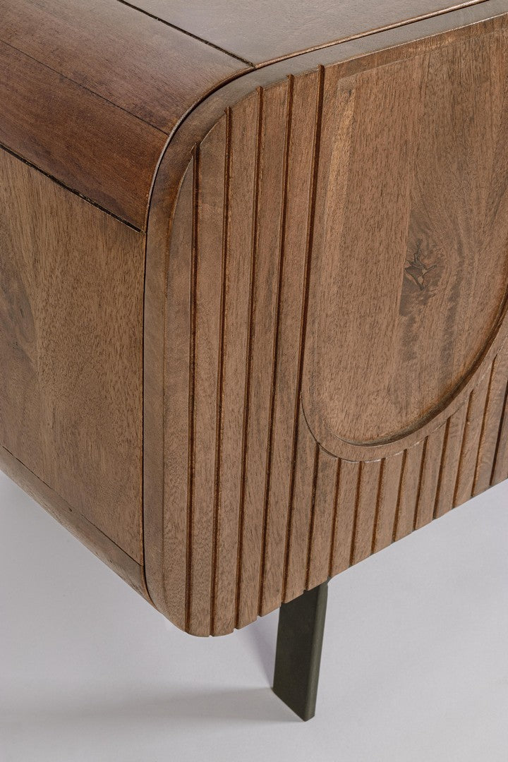 TV-Lowboard Orissa Braun aus Mangoholz mit gerillter Struktur und ohne Griffe